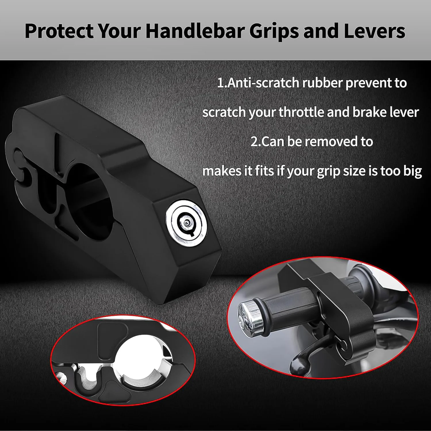Motorcycle Grip Lock Universal Motorcycle Handlebar Throttle Grip Security Lock - Image 3