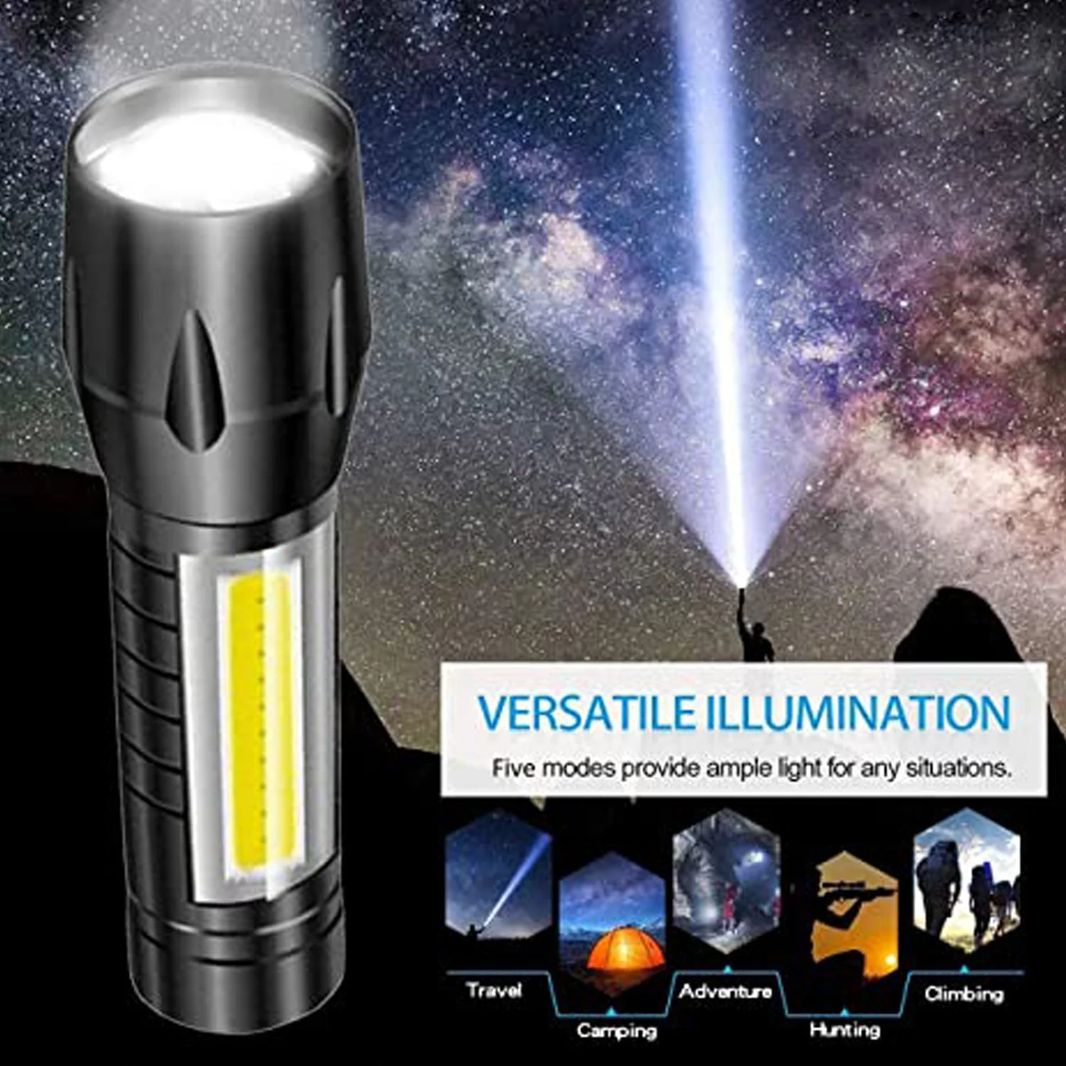 Mini Search Rechargeable LED Long Range Flashlight Emergency Light Torch - Image 12