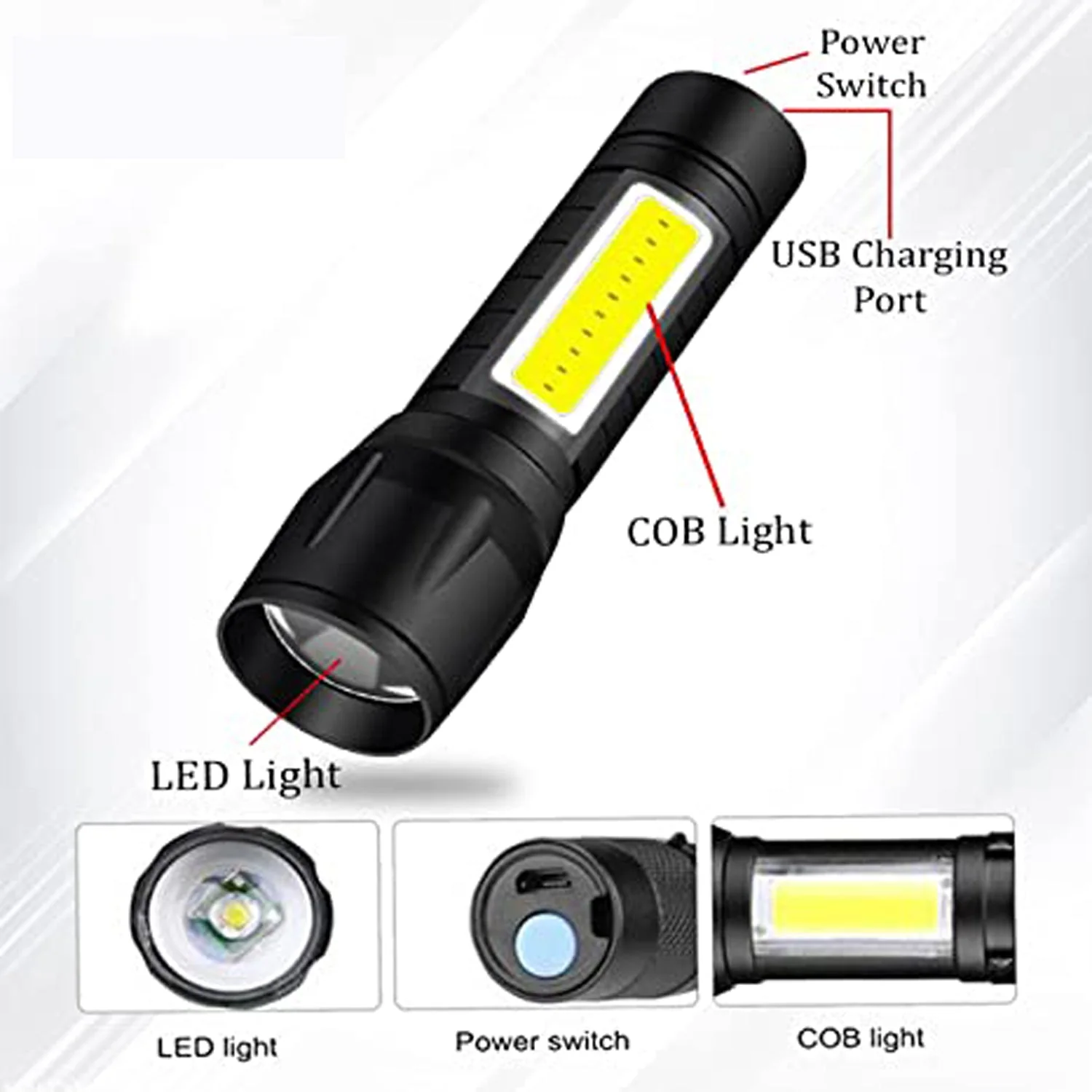 Mini Search Rechargeable LED Long Range Flashlight Emergency Light Torch - Image 13