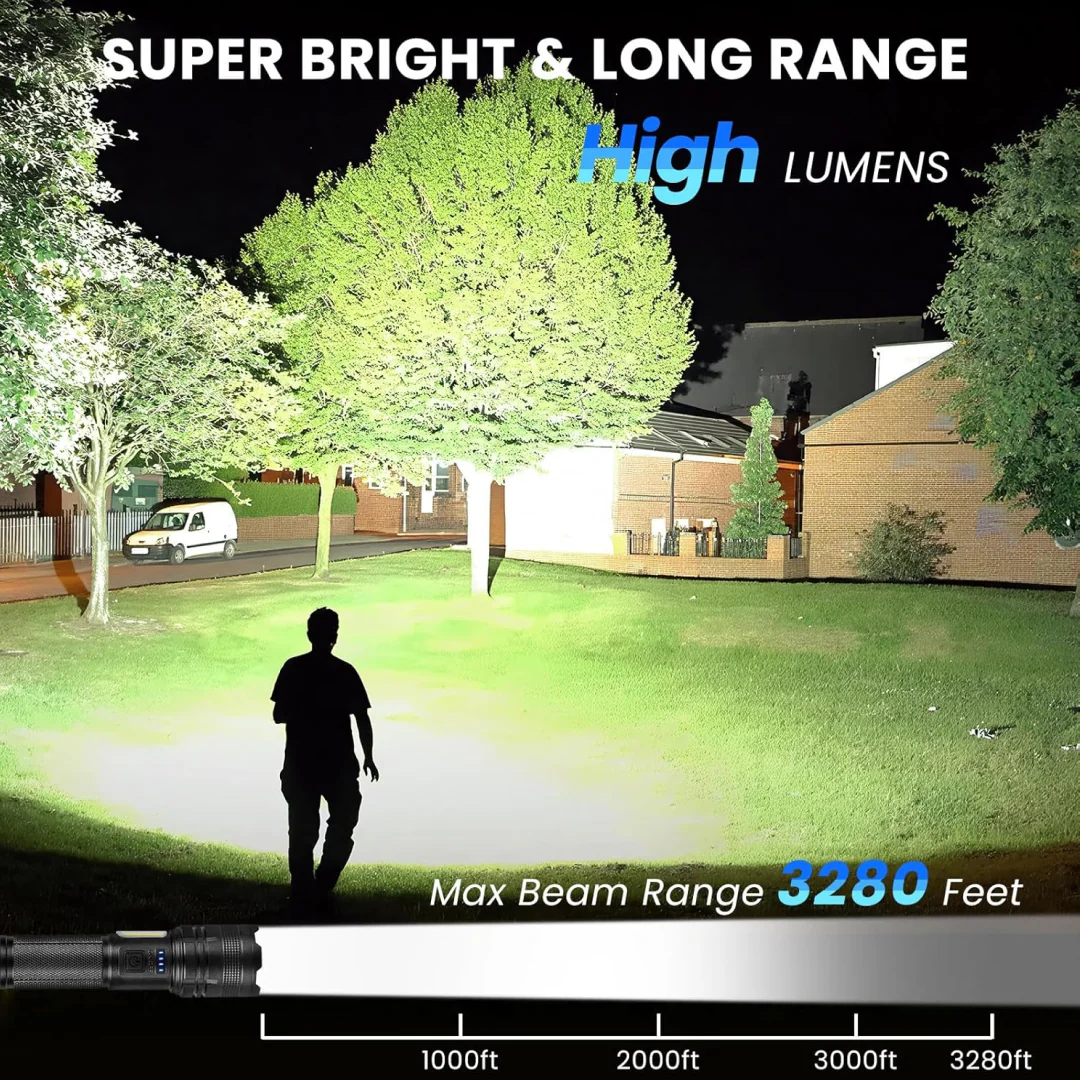 Mini Search Rechargeable LED Long Range Flashlight Emergency Light Torch - Image 3