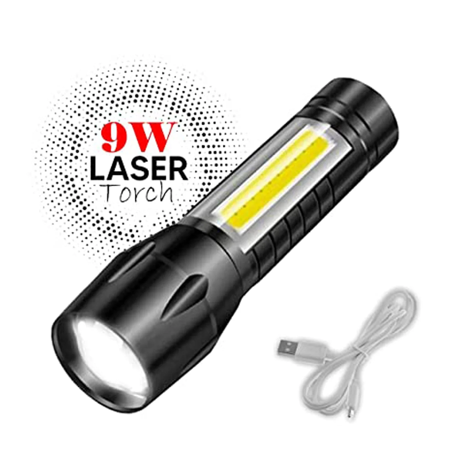 Mini Search Rechargeable LED Long Range Flashlight Emergency Light Torch - Image 9
