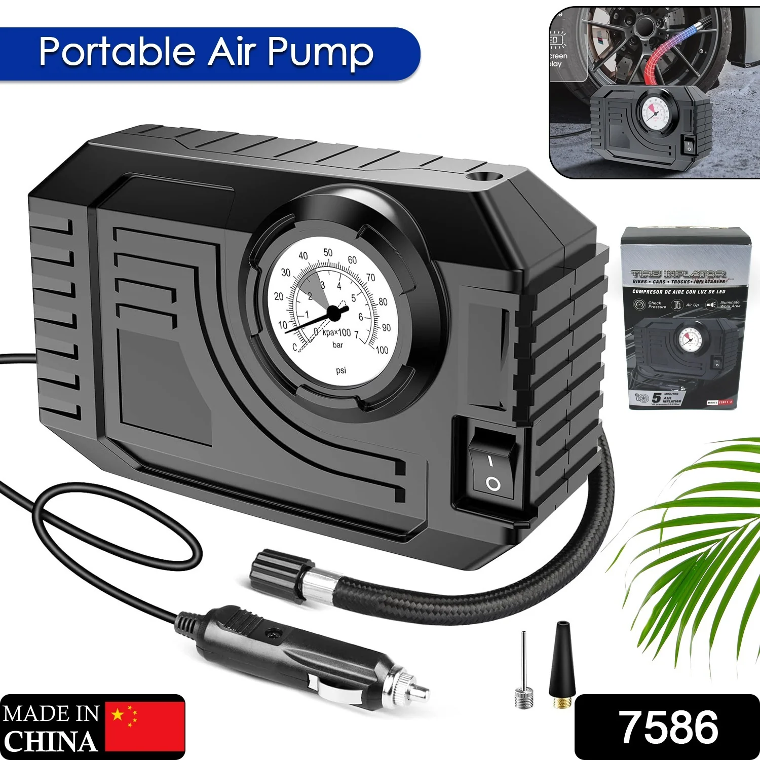 Tire Inflator Portable Air Compressor 12V Small Air Pump for Car Tires Bicycle Bike - Image 2