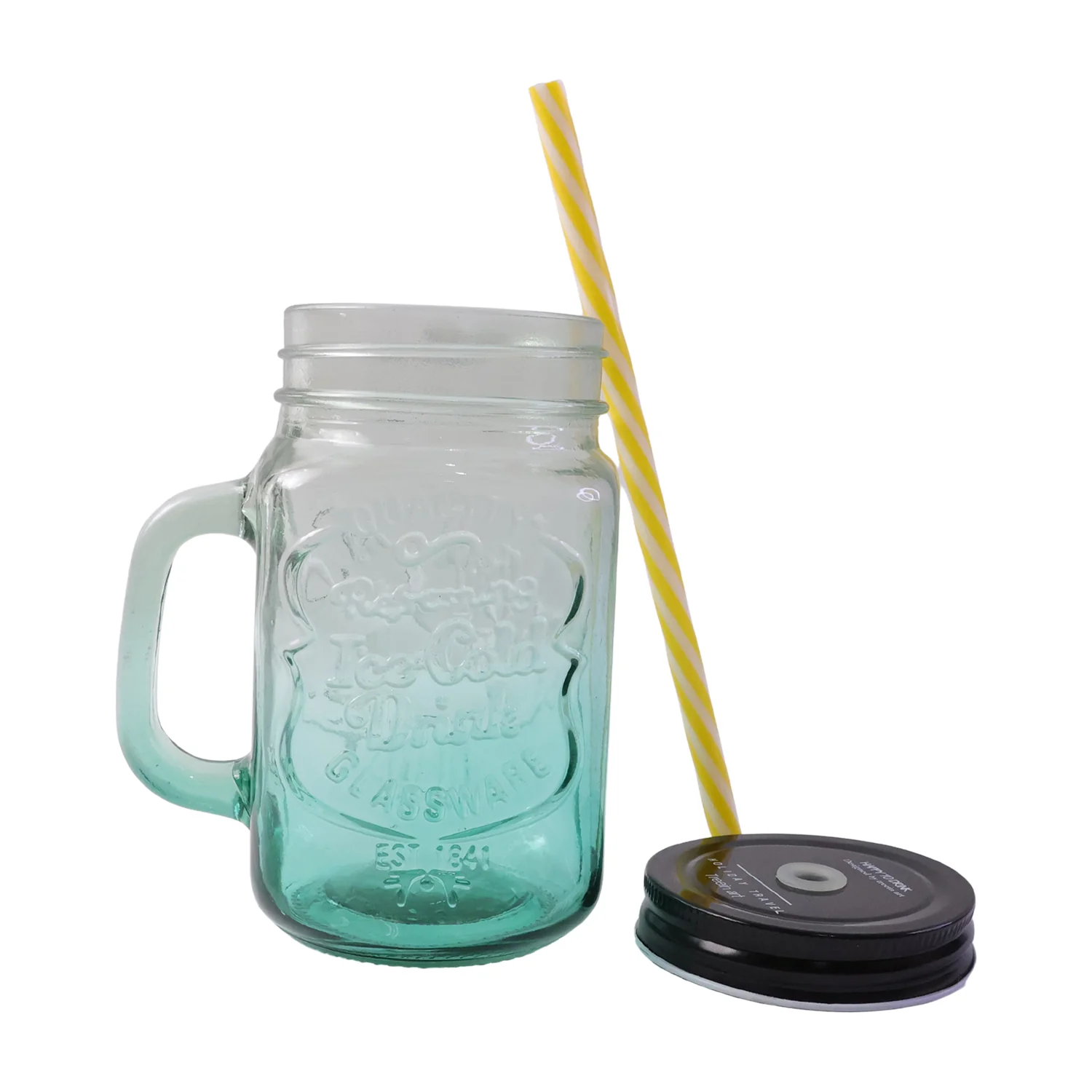 Drinking Cup / Glass / Mug Mason Jar with Handle & Straw - Image 4