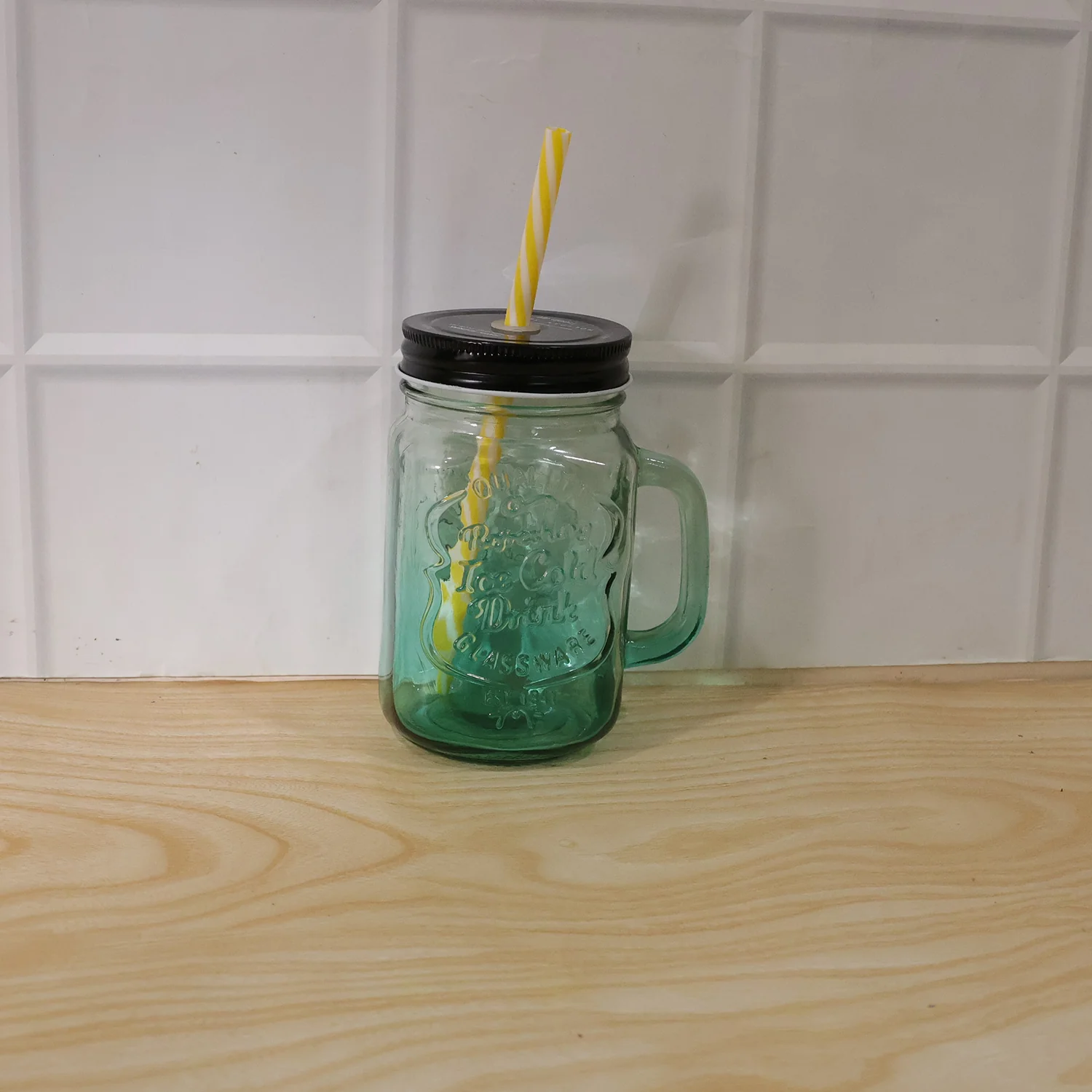 Drinking Cup / Glass / Mug Mason Jar with Handle & Straw - Image 7