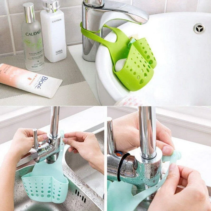 Adjustable Kitchen Bathroom Water Drainage Basket with Faucet Sink Caddy - Image 3