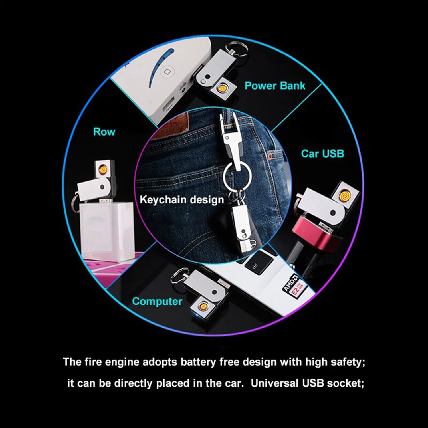 USB Mini Portable Lighters With Thin Metal Creative - Image 7