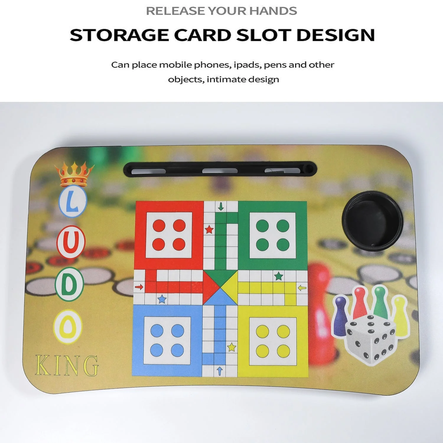 Ludo Design Foldable Study & Laptop Table for Children with Tablet Slot & Cup Holder - Image 3