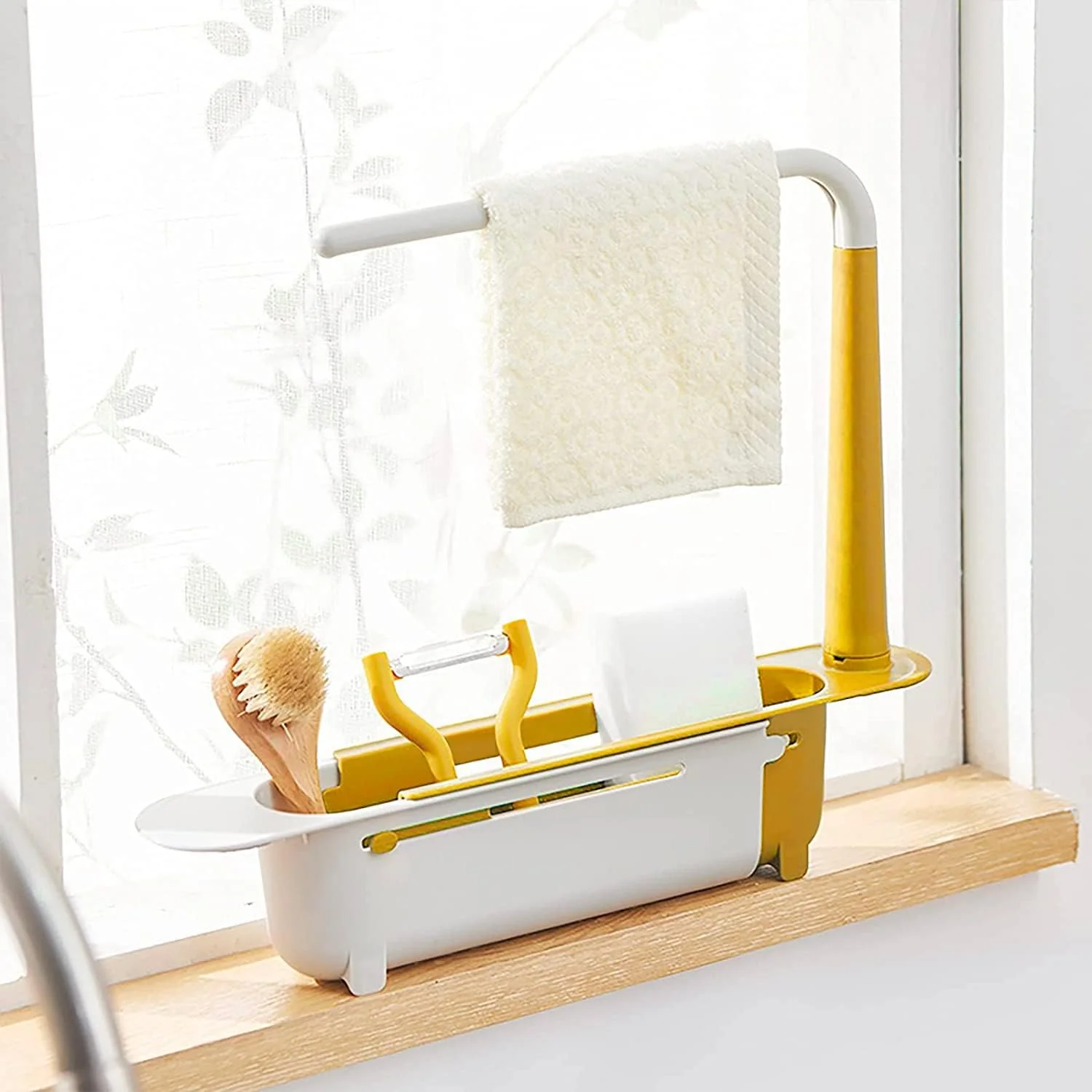 Telescopic Sink Storage Rack Material Kitchen Rag Rack Shelf Drain Basket (1 Pc) - Image 3