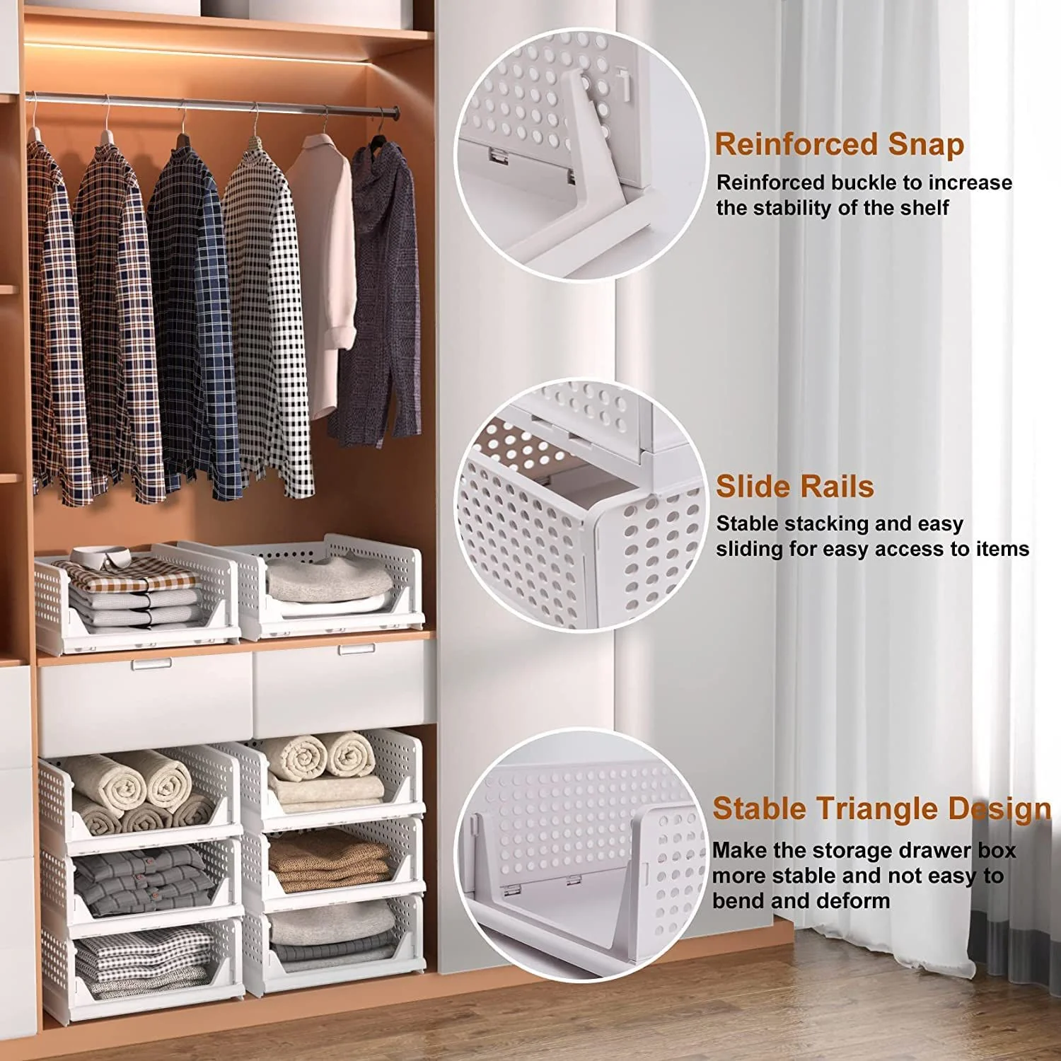 3-Layer Foldable Wardrobe Clothes Organizer Shelf Basket - Image 6