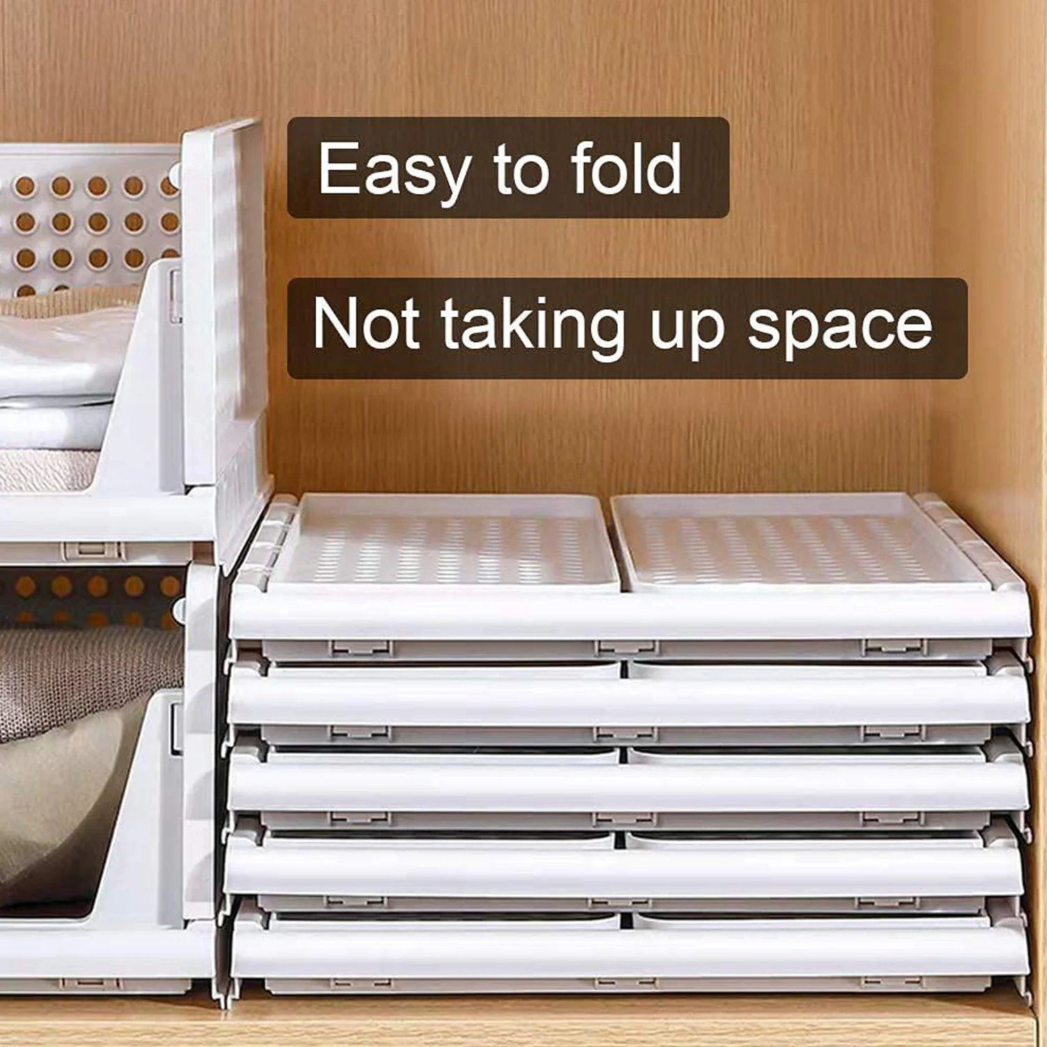 3-Layer Foldable Wardrobe Clothes Organizer Shelf Basket - Image 7