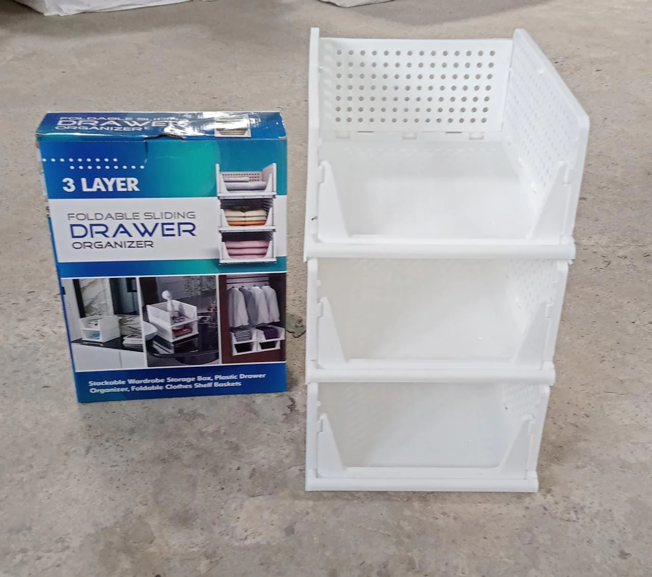 3-Layer Foldable Wardrobe Clothes Organizer Shelf Basket - Image 9
