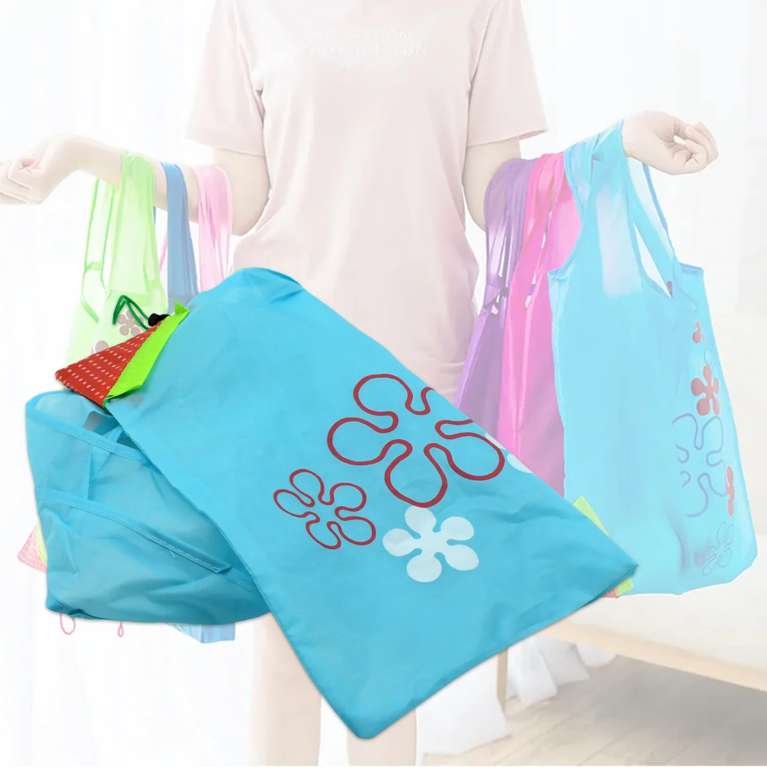 Reusable Grocery Bags - Reusable Bags With Handles (1 Pc / Mix Color) - Image 3