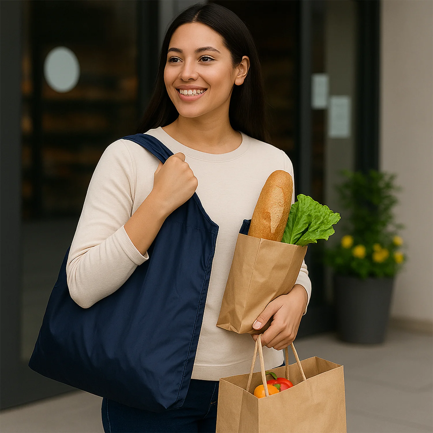 Reusable Grocery Bags - Reusable Bags With Handles (1 Pc / Mix Color) - Image 6