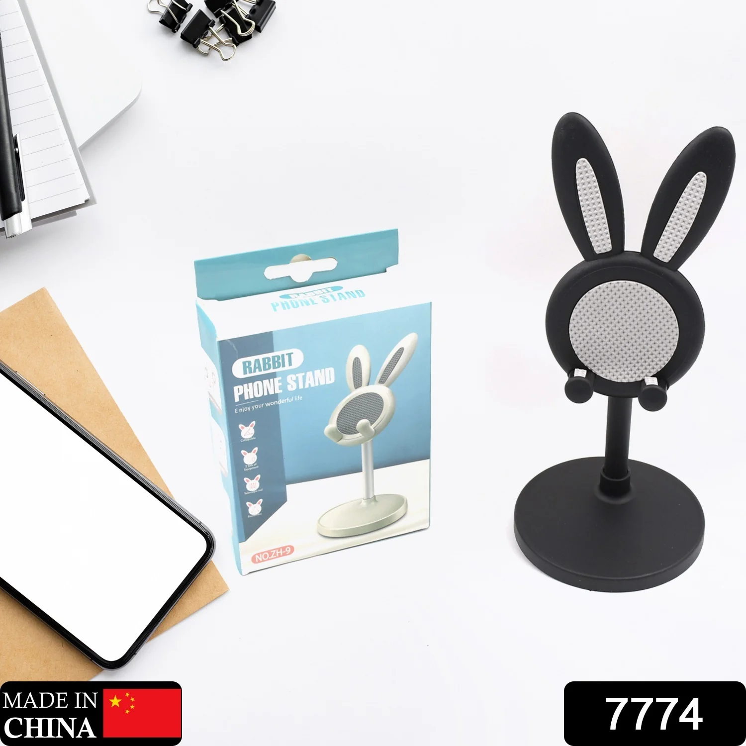 Cute Bunny Phone Stand, Angle Height Adjustable Phone Stand for Desk, Kawaii Phone Holder Desk Accessories, Easter Bunny Gifts Favor for Girl & Boys Accessories for Phone, Tablet, Easter Gifts Favors - Image 2