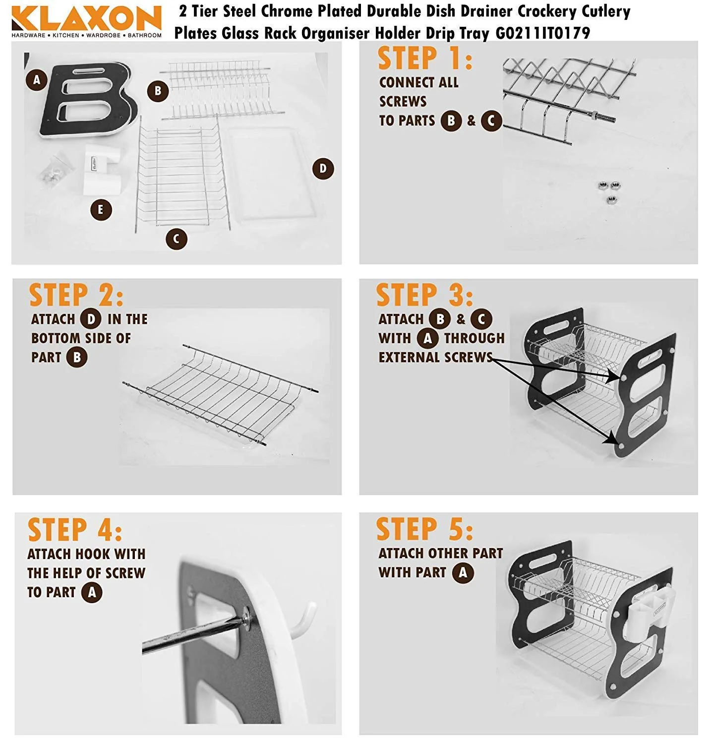 DISH DRAINER TWO LAYER DISH DRYING RACK WITH DRAIN BOARD - Image 3