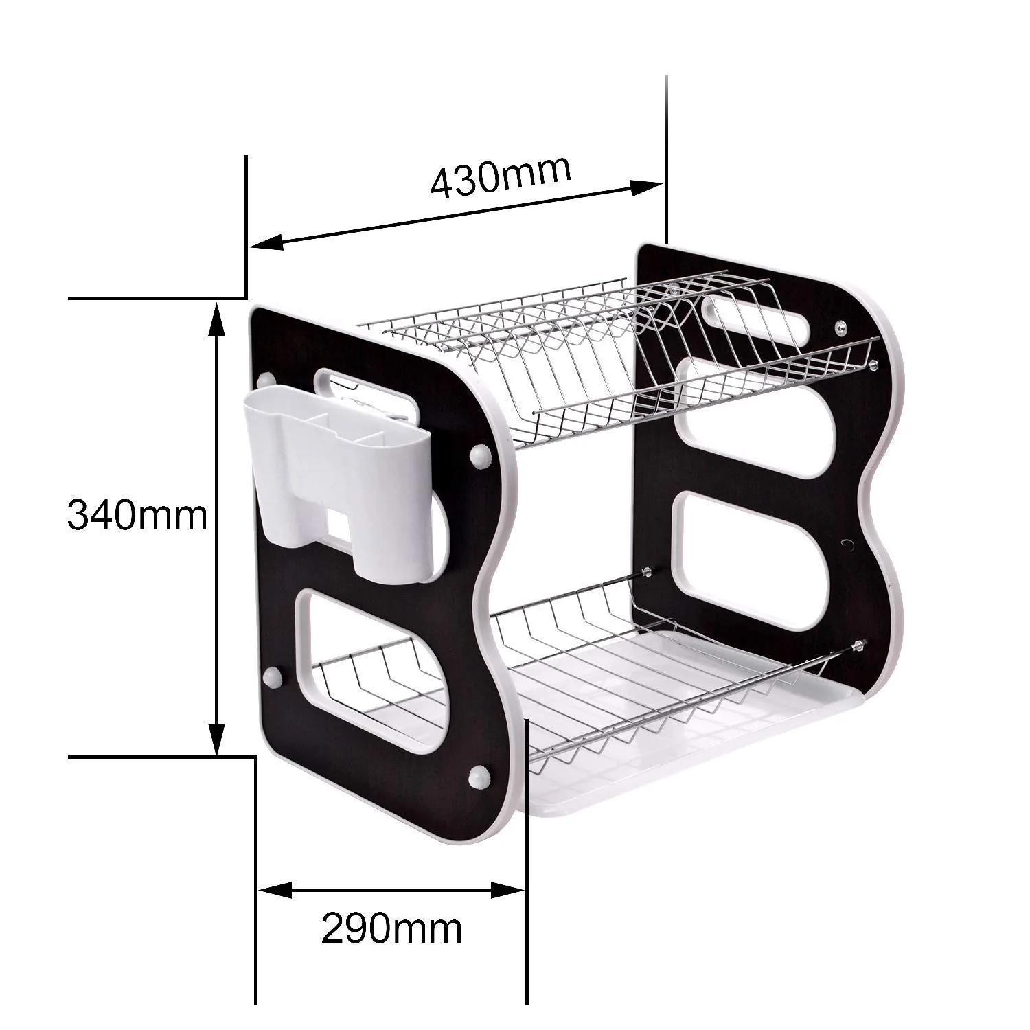 DISH DRAINER TWO LAYER DISH DRYING RACK WITH DRAIN BOARD - Image 4