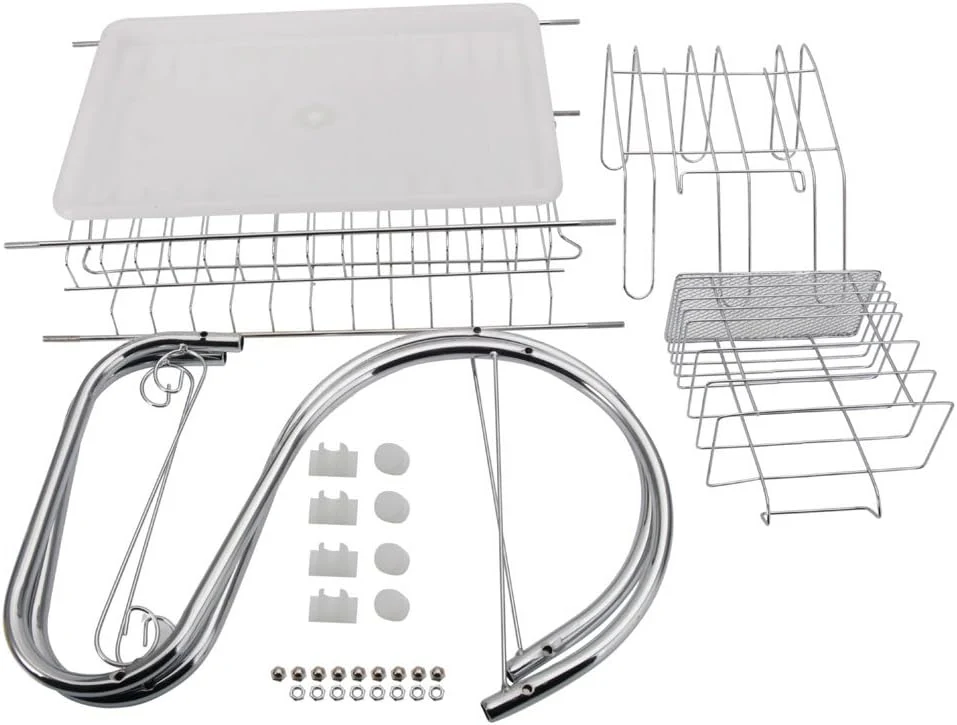 STAINLESS STEEL RECTANGLE DISH DRAINER RACK / BASKET WITH DRIP TRAY - Image 7