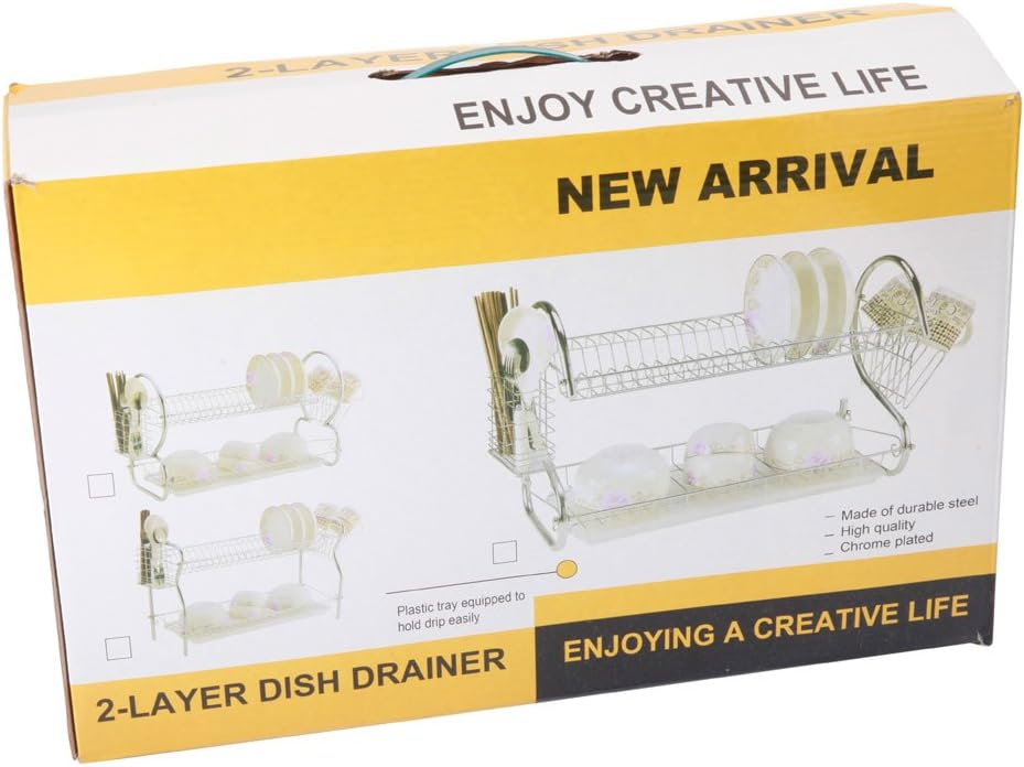 STAINLESS STEEL RECTANGLE DISH DRAINER RACK / BASKET WITH DRIP TRAY - Image 9