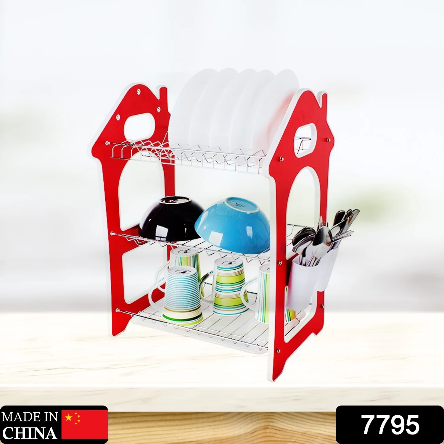 Dish Rack for Kitchen 3 Layer Dish Drainer Rack Stainless Steel Crockery Holder - Image 2