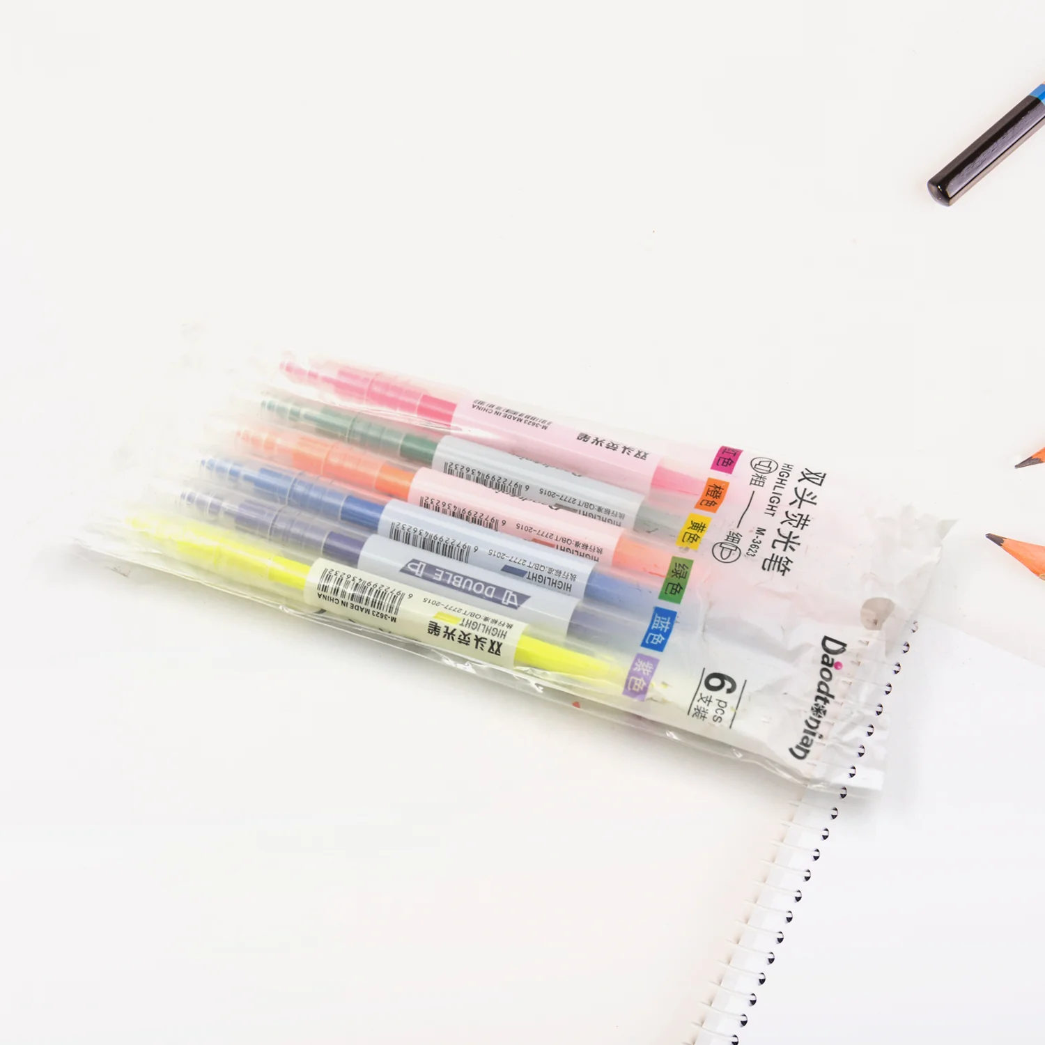 Dual-Headed Highlighter 6 Colors Pen  for Classroom and office  (6 Pc Set) - Image 2