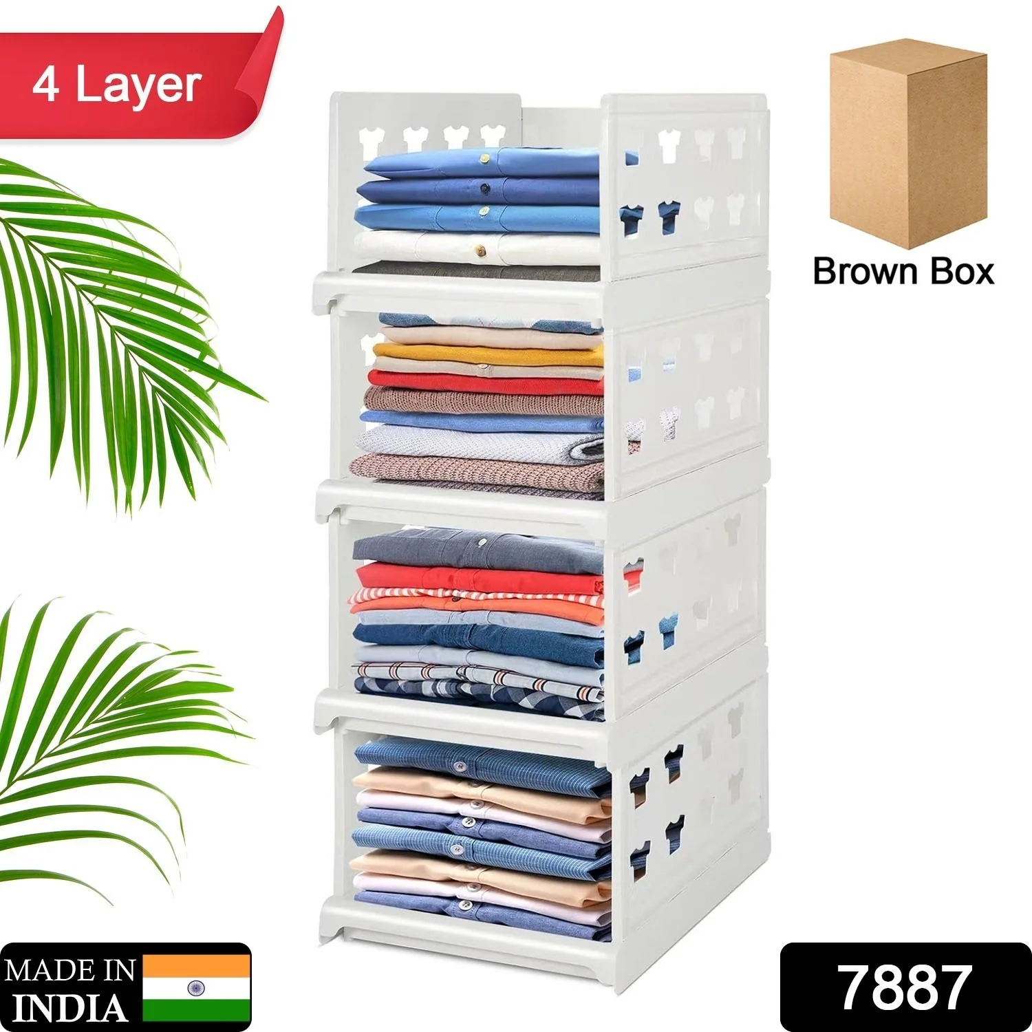 4-Layer Stackable Foldable Storage Organizer Cart Kitchen, Closet, Bedroom & Bathroom - Image 2