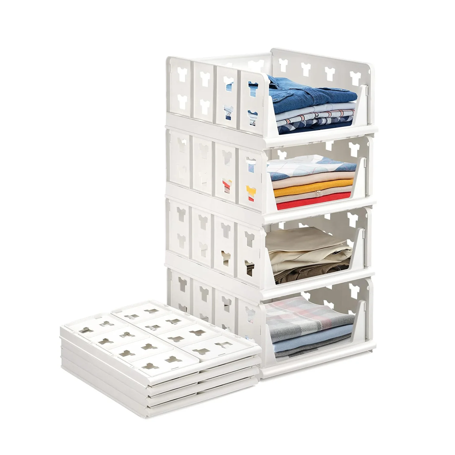 4-Layer Stackable Foldable Storage Organizer Cart Kitchen, Closet, Bedroom & Bathroom - Image 4