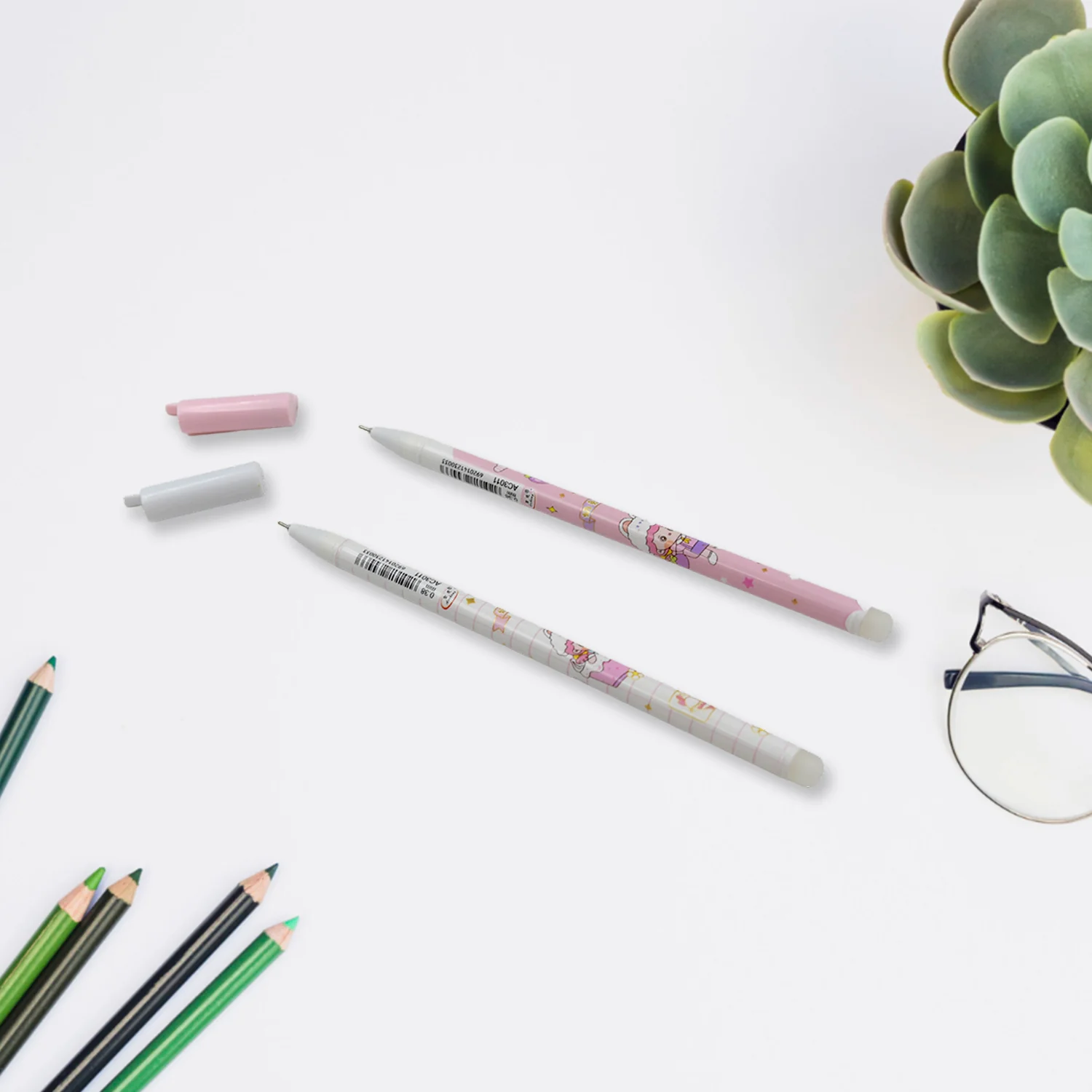 Erasable gel ink pen 12 Pcs/ Fancy Cute Blue Gel Pen with attached Magic Wipe Eraser Gel Pen, Stationery for Office School Writing Examination Supplies Tool, Return Gifts For Kids, Birthday Gifts - Image 3