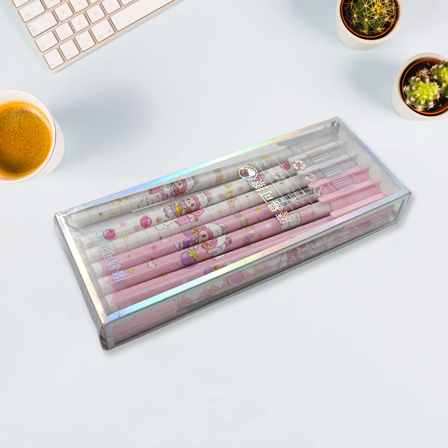 Erasable gel ink pen 12 Pcs/ Fancy Cute Blue Gel Pen with attached Magic Wipe Eraser Gel Pen, Stationery for Office School Writing Examination Supplies Tool, Return Gifts For Kids, Birthday Gifts - Image 6