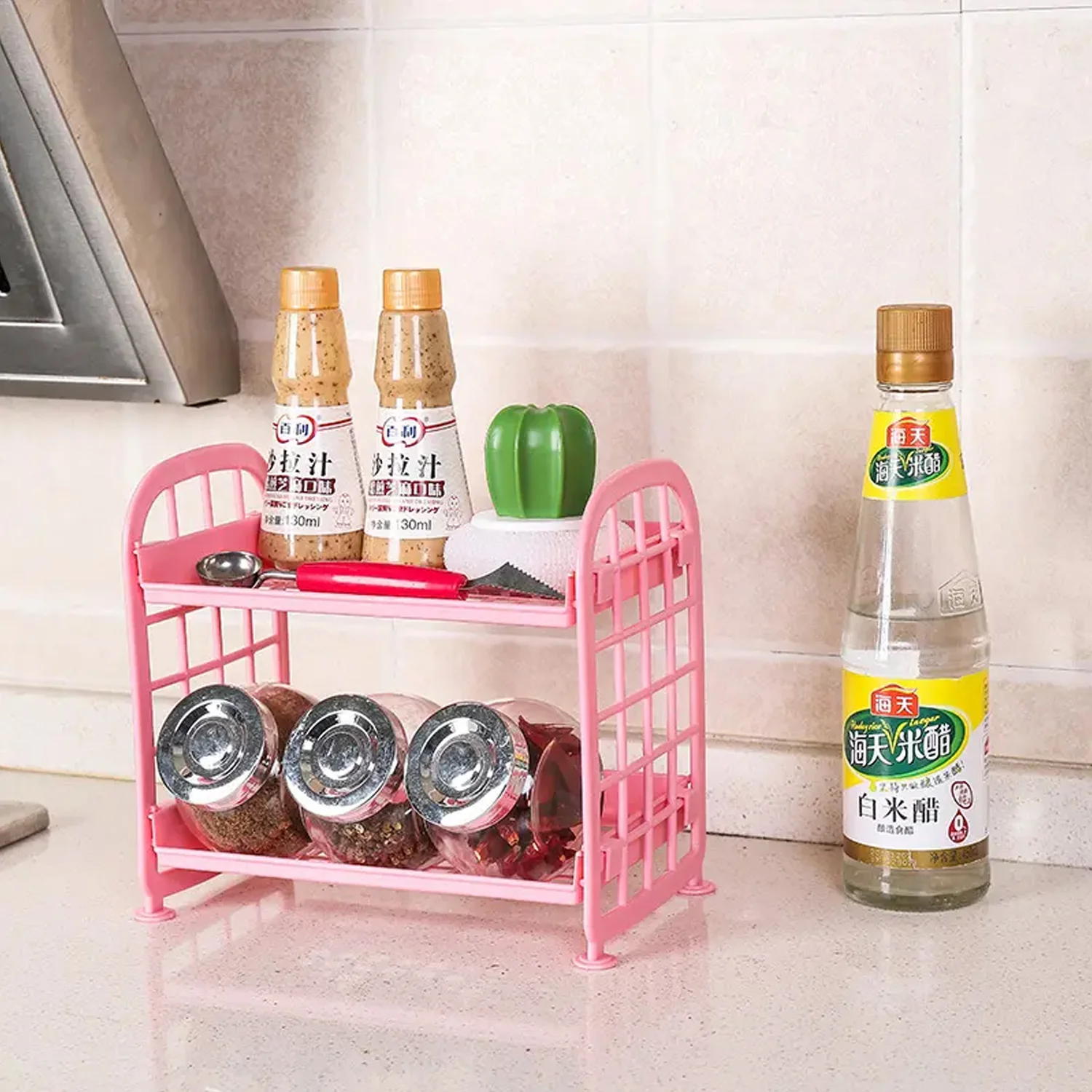 2Layer Foldable Plastic Small Storage Shelf / Rack (1 Pc / Mix Color) - Image 4