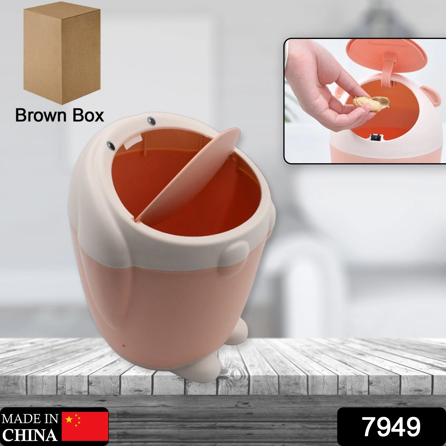 Little White Rabbit Trash Can Small Garbage can with lid Trash can for Cars Mini Dumpster for Desk Tabletop Litter bin Bunny Trash can Rabbit Garbage can,Mini Dustbin Garbage can for Desk - Image 2
