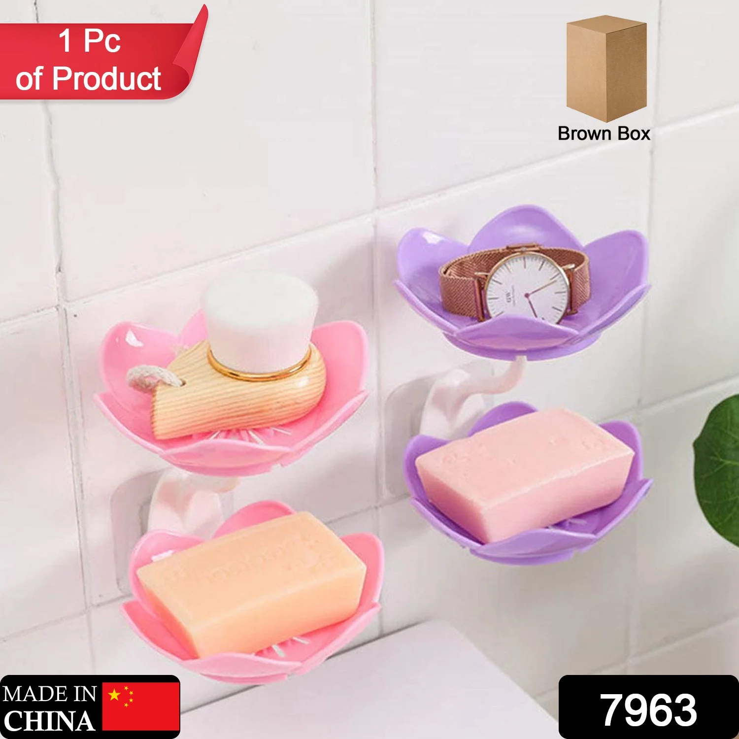 Double Layer Flower Self Draining Soap Dish Holder, Bathroom Shower Soap Holder - Image 2
