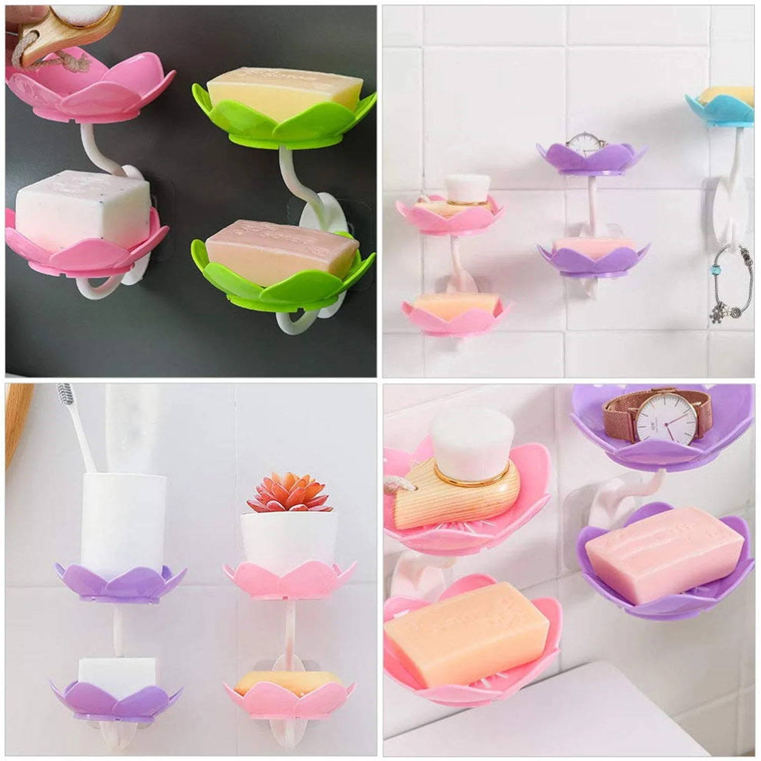 Double Layer Flower Self Draining Soap Dish Holder, Bathroom Shower Soap Holder - Image 6