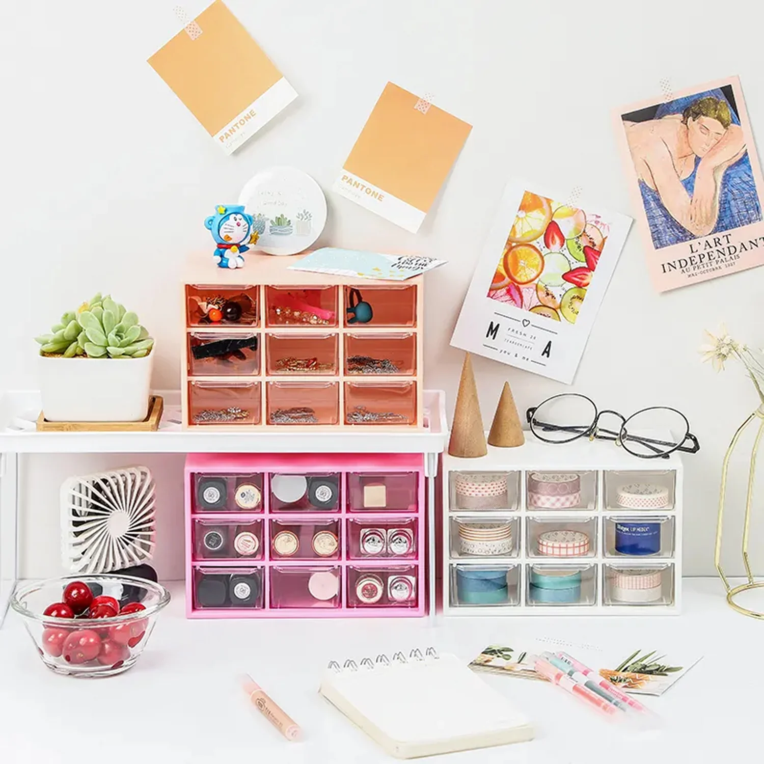 Storage Box 9 Grids Multi-Purpose Desktop Drawer Organizer  Hanging Hole Design - Image 3