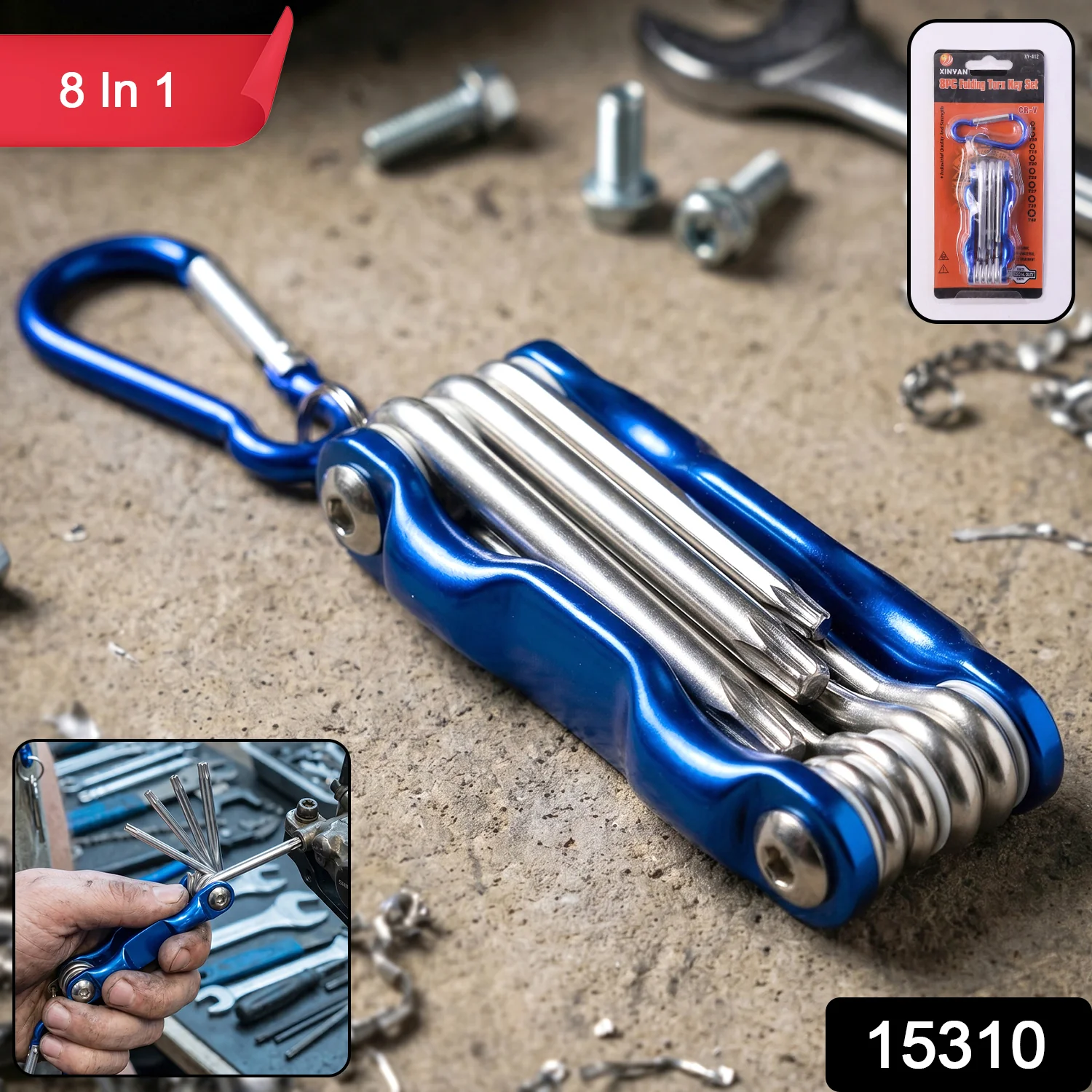 8 In 1 Multifunctional Cycling Bike Repair Tool Portable Foldable Multi Tool Kit - Image 2