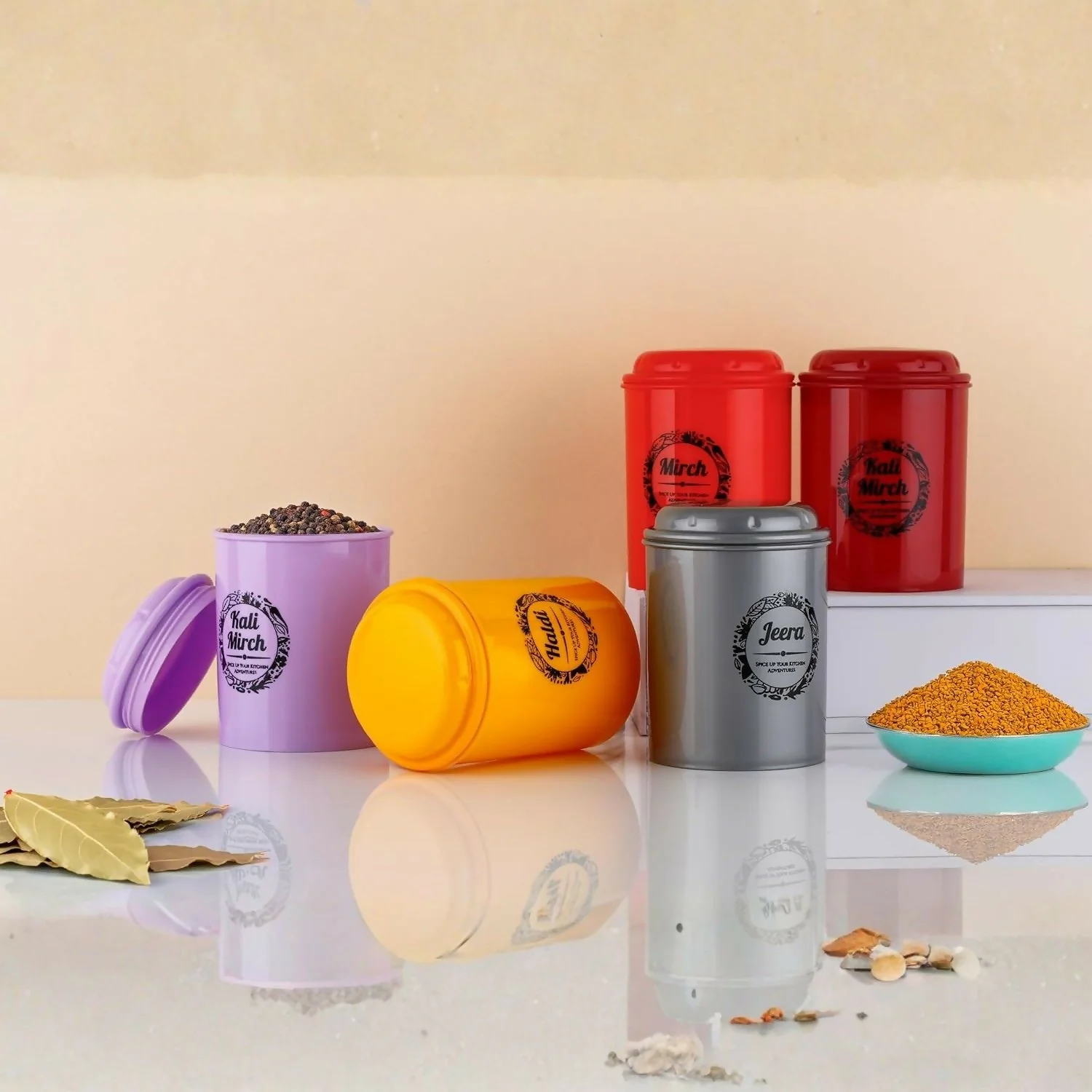 8 Pcs multi color spice and masala jar - Image 2