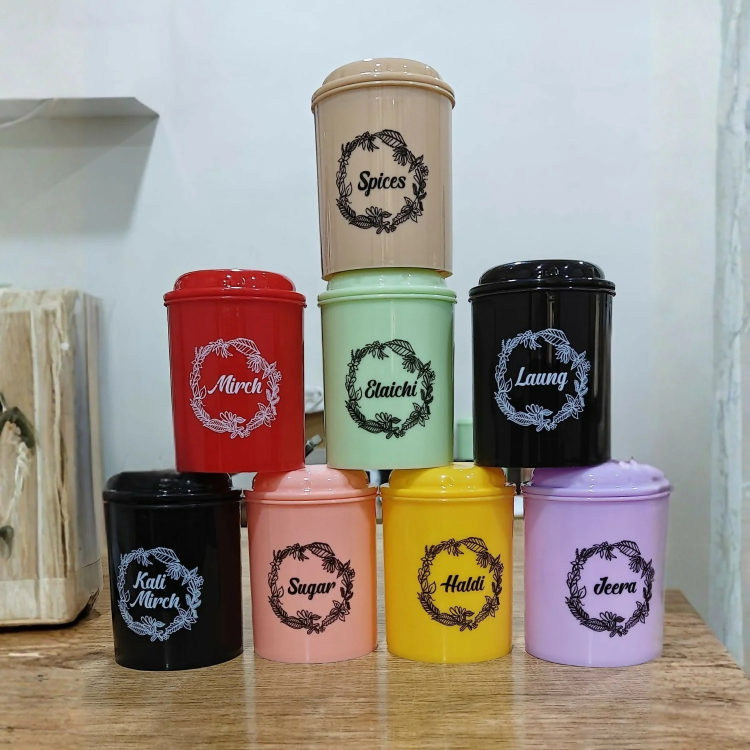 8 Pcs multi color spice and masala jar - Image 3