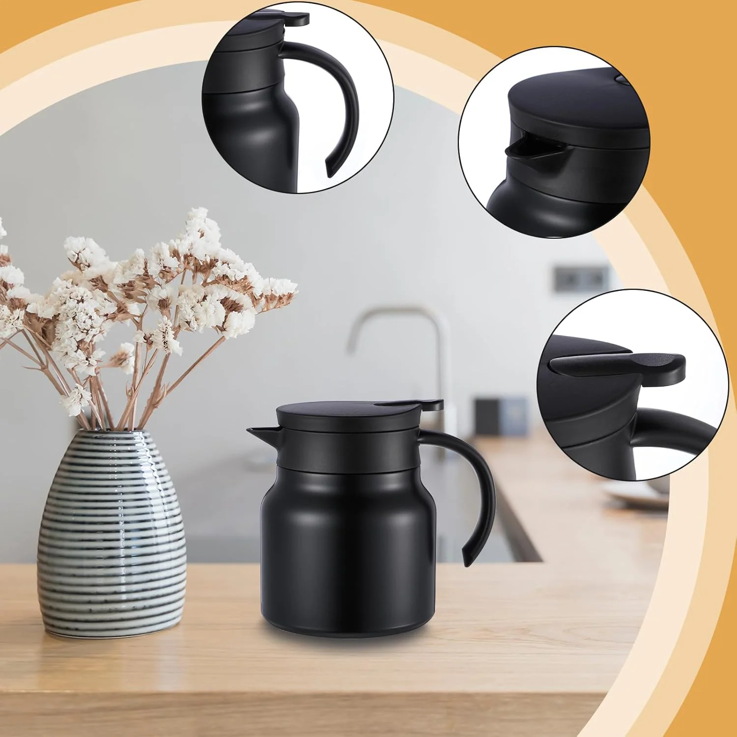 800 ML Insulated Thermos Flask with Handle and Strap - Image 4