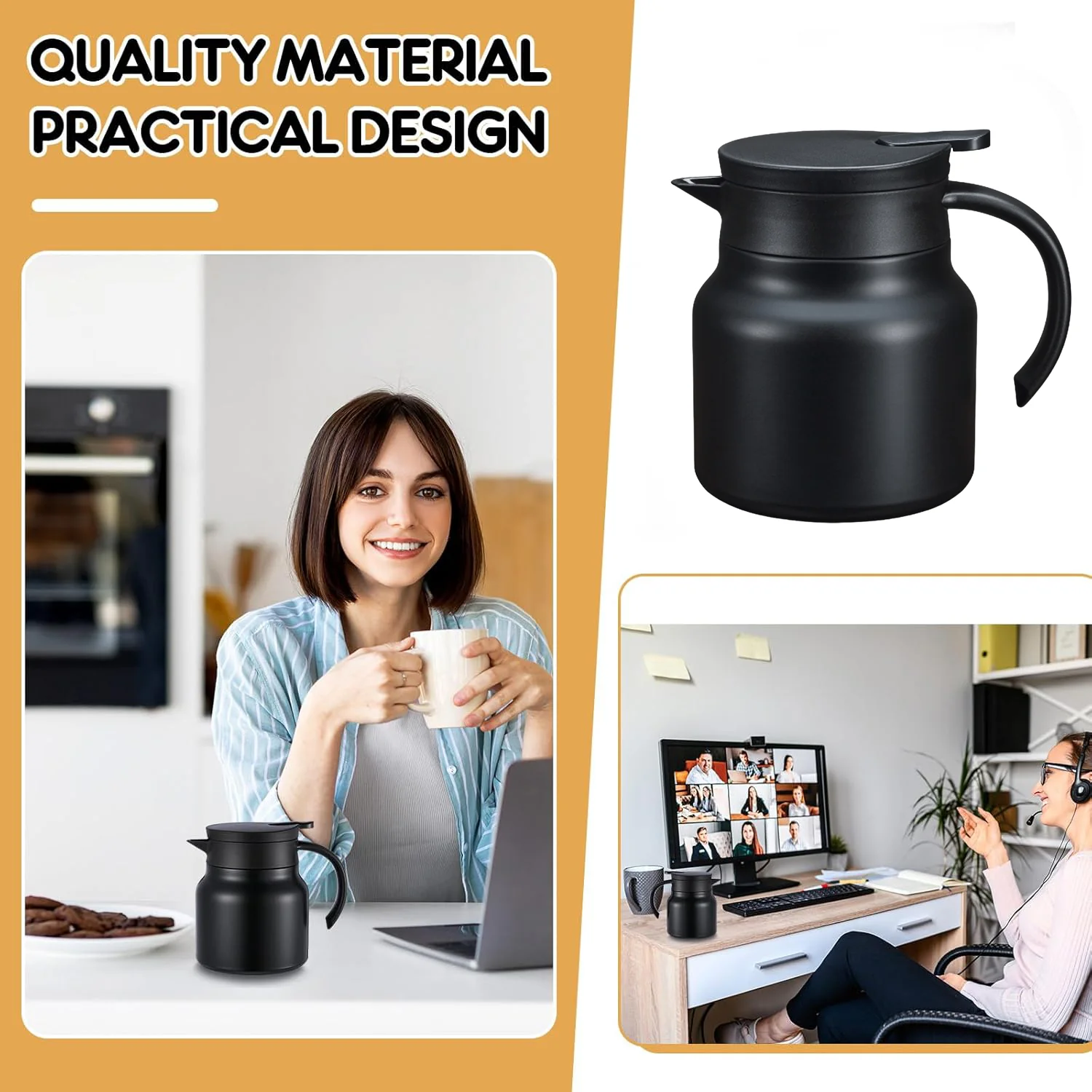 800 ML Insulated Thermos Flask with Handle and Strap - Image 7