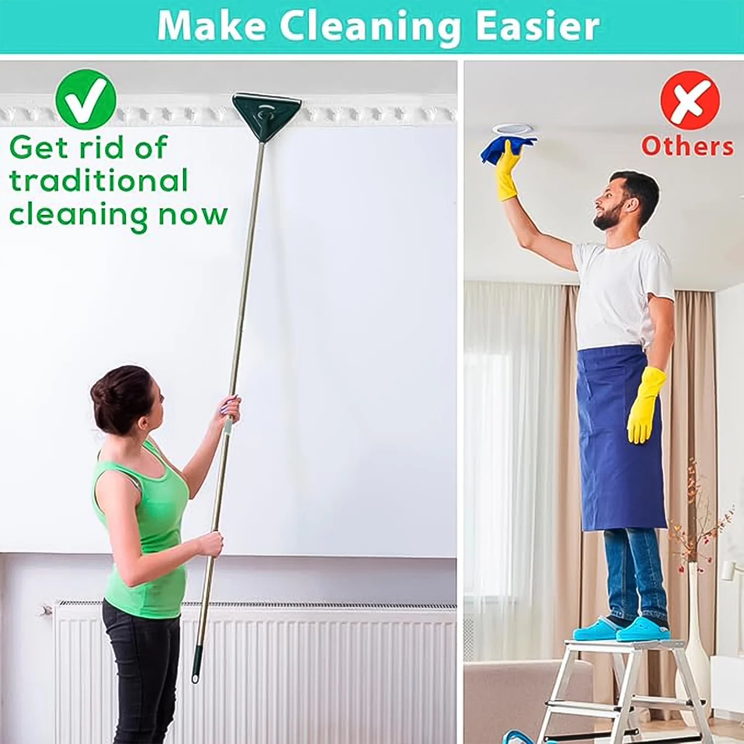 2-in-1 Extendable Triangle Mop – 360° Rotating Telescopic Mop (1 Pc) - Image 3