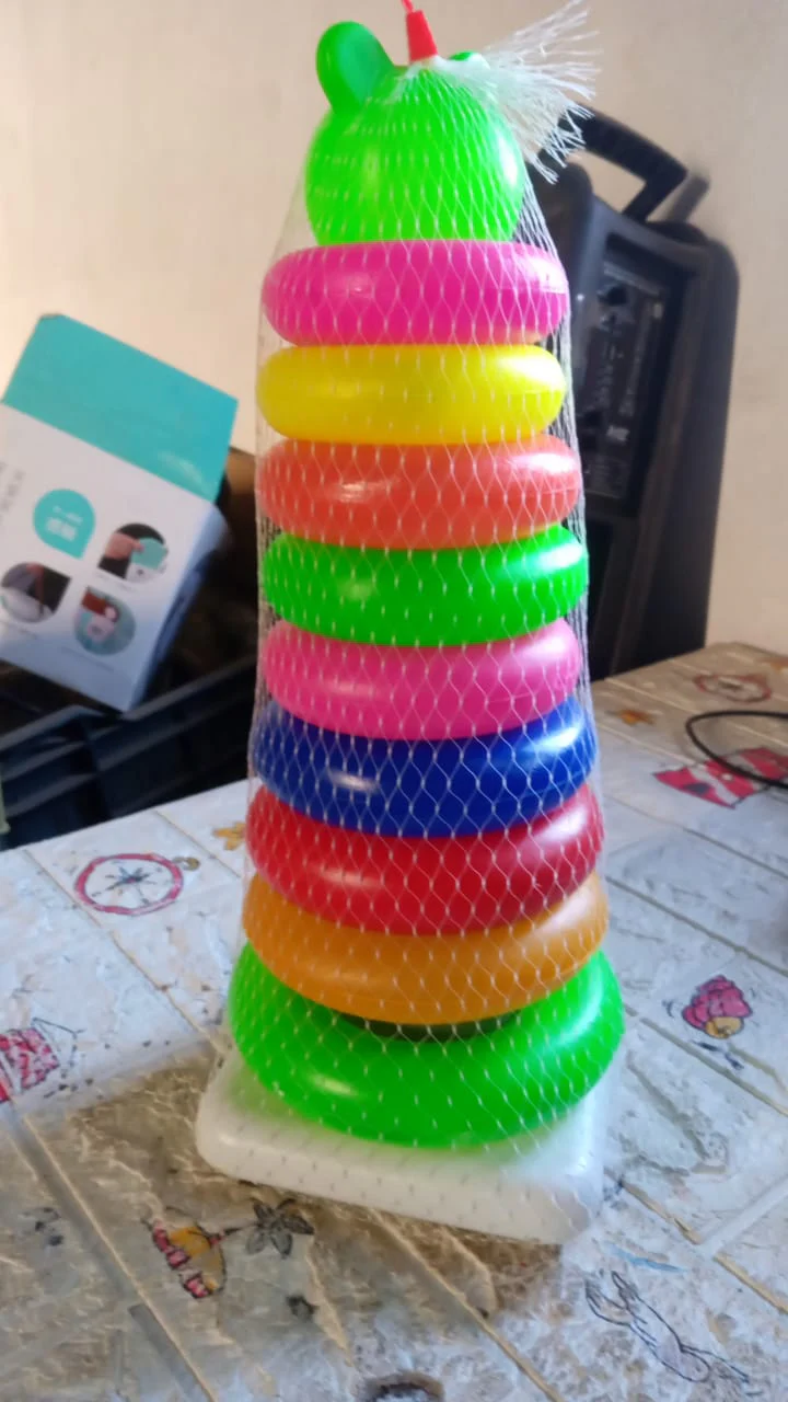 Plastic Baby Kids Teddy Stacking Ring Jumbo Stack Up Educational Toy 9pc - Image 7