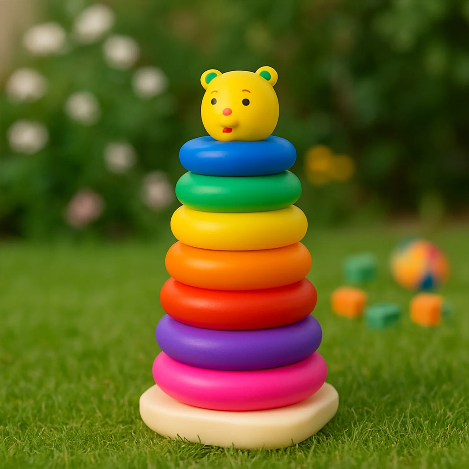 Plastic Baby Kids Teddy Stacking Ring Jumbo Stack Up Educational Toy 7pc - Image 3