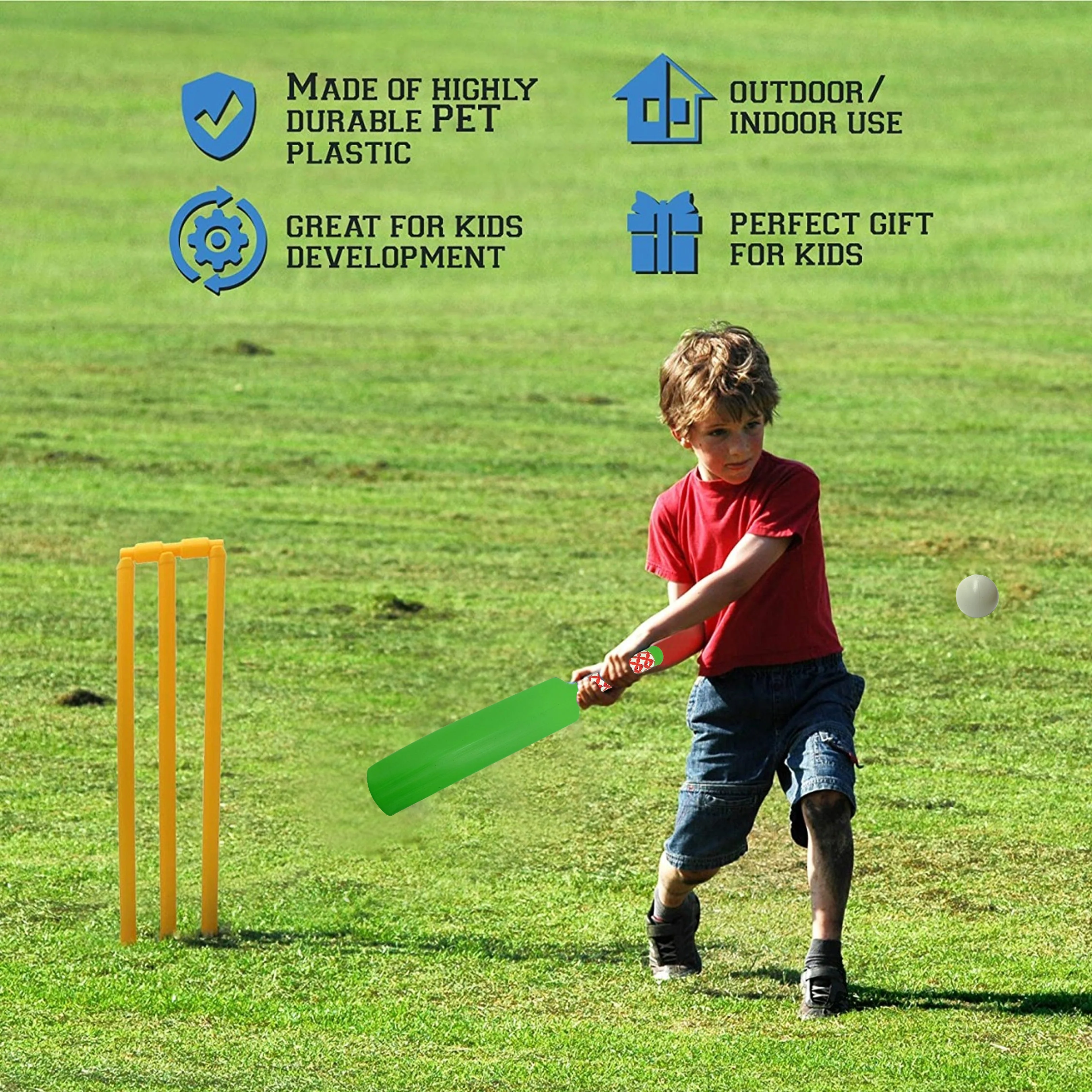 Plastic Cricket Bat Ball Set for Boys and Girls - Image 7