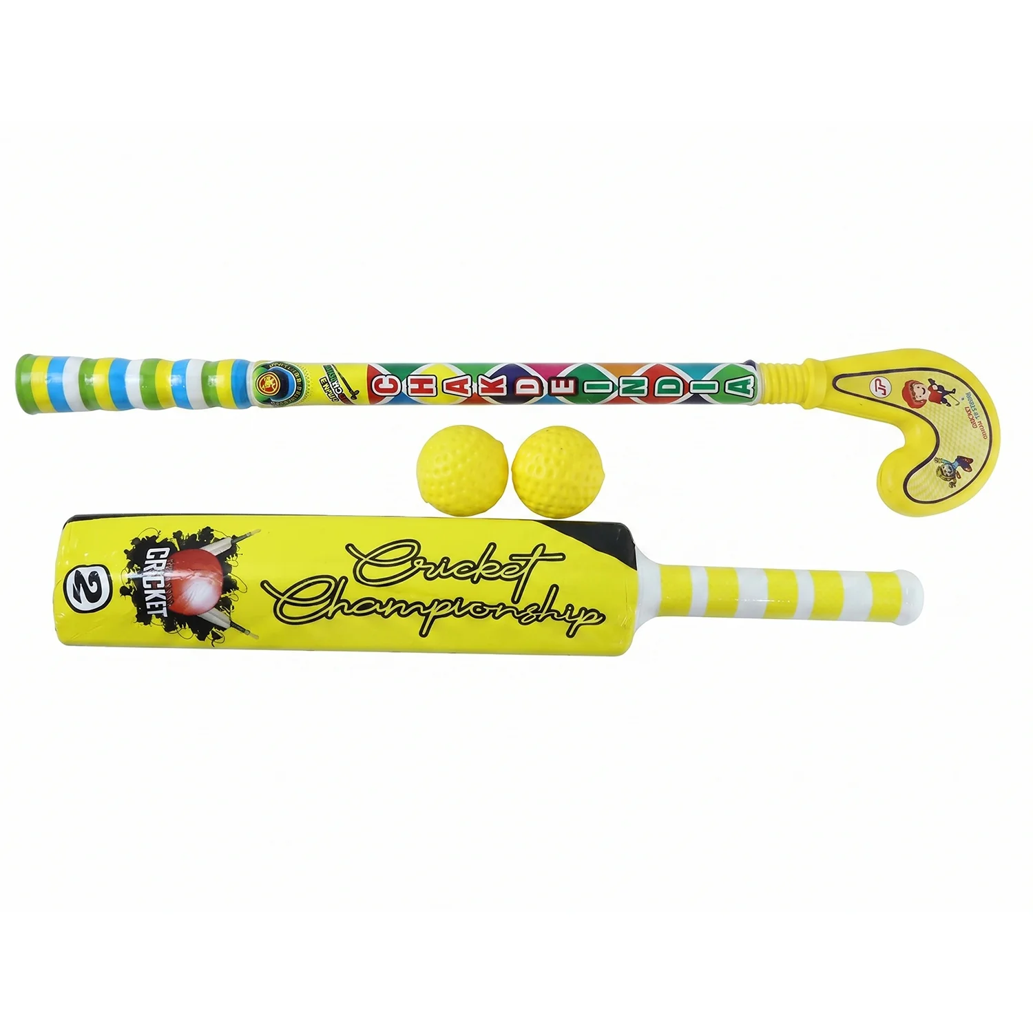 Combo of Light Weight Plastic Bat, Ball & Hockey for Kids - Image 4