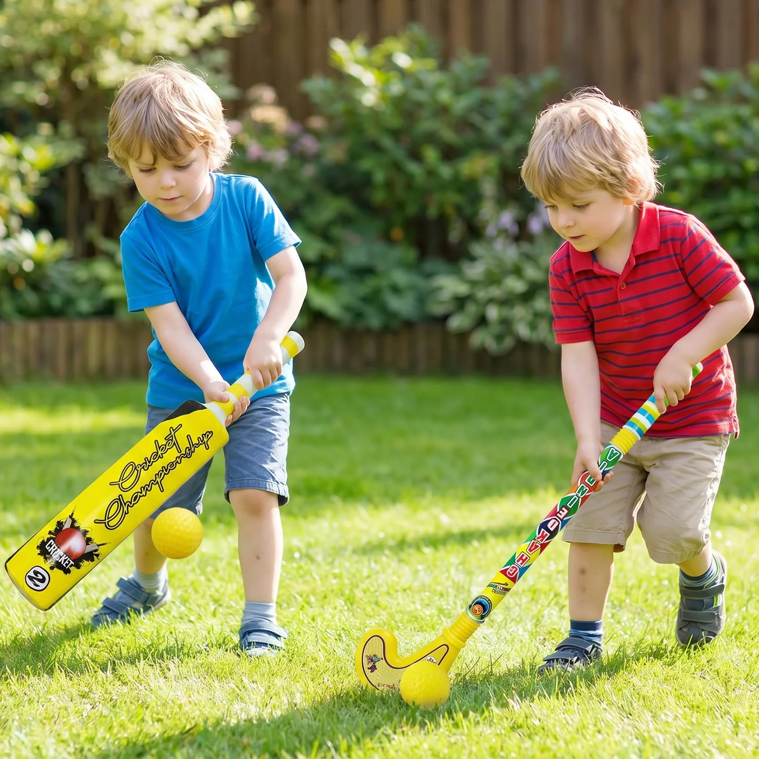 Combo of Light Weight Plastic Bat, Ball & Hockey for Kids - Image 8