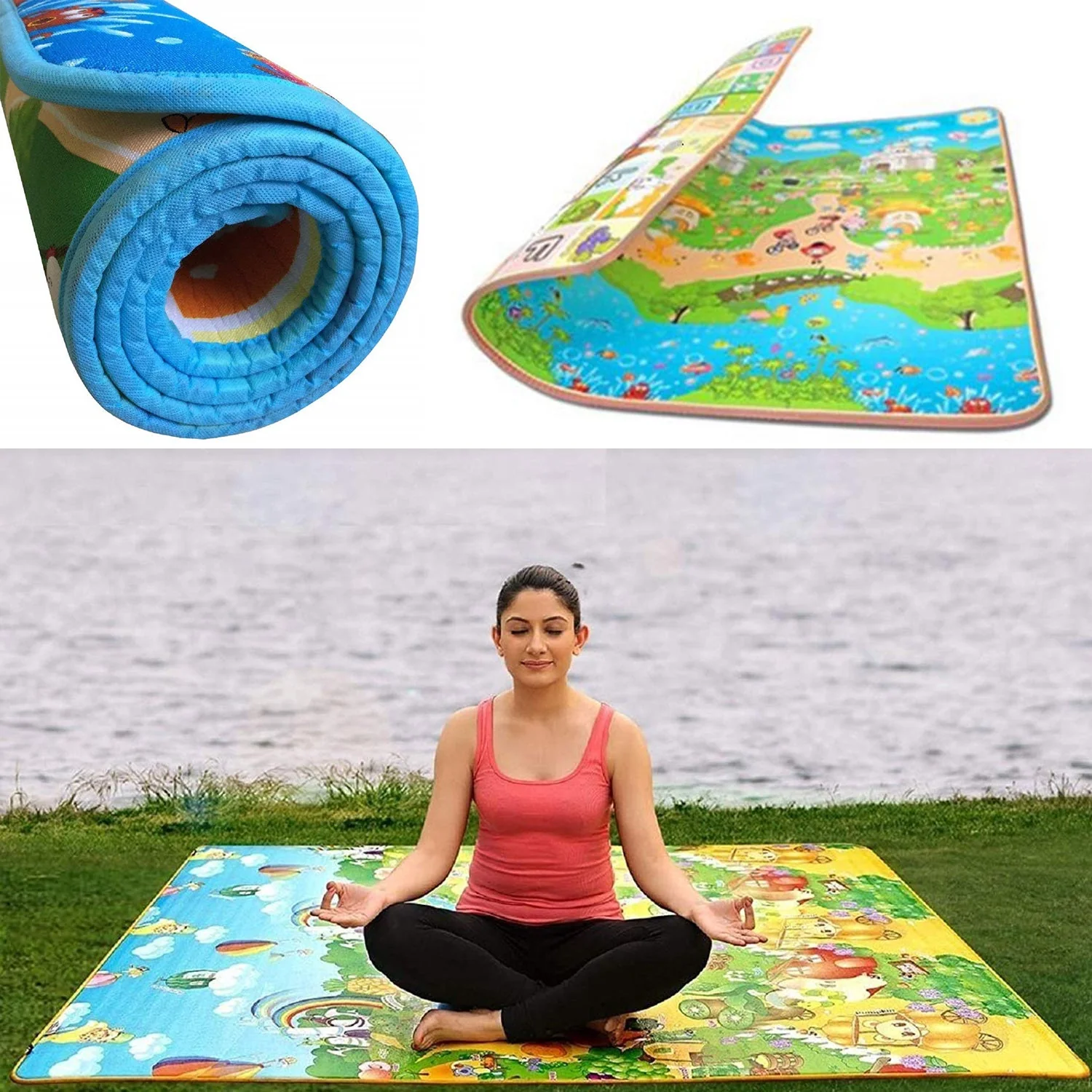 Waterproof Double Side Baby Play Floor Mat for Kids Home With Bag (Size 120 x 180cm) - Image 3