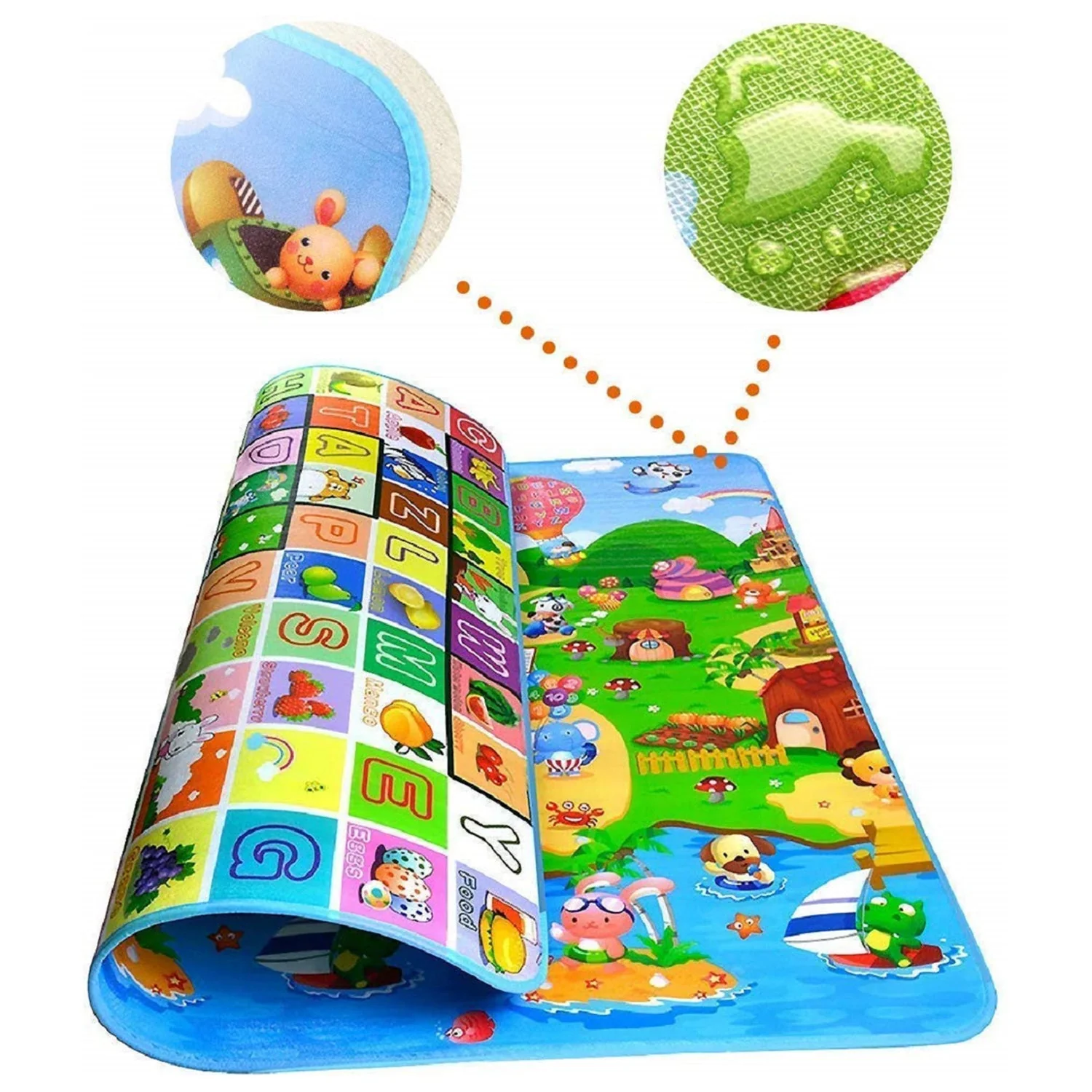 Waterproof Double Side Baby Play Floor Mat for Kids Home With Bag (Size 120 x 180cm) - Image 7
