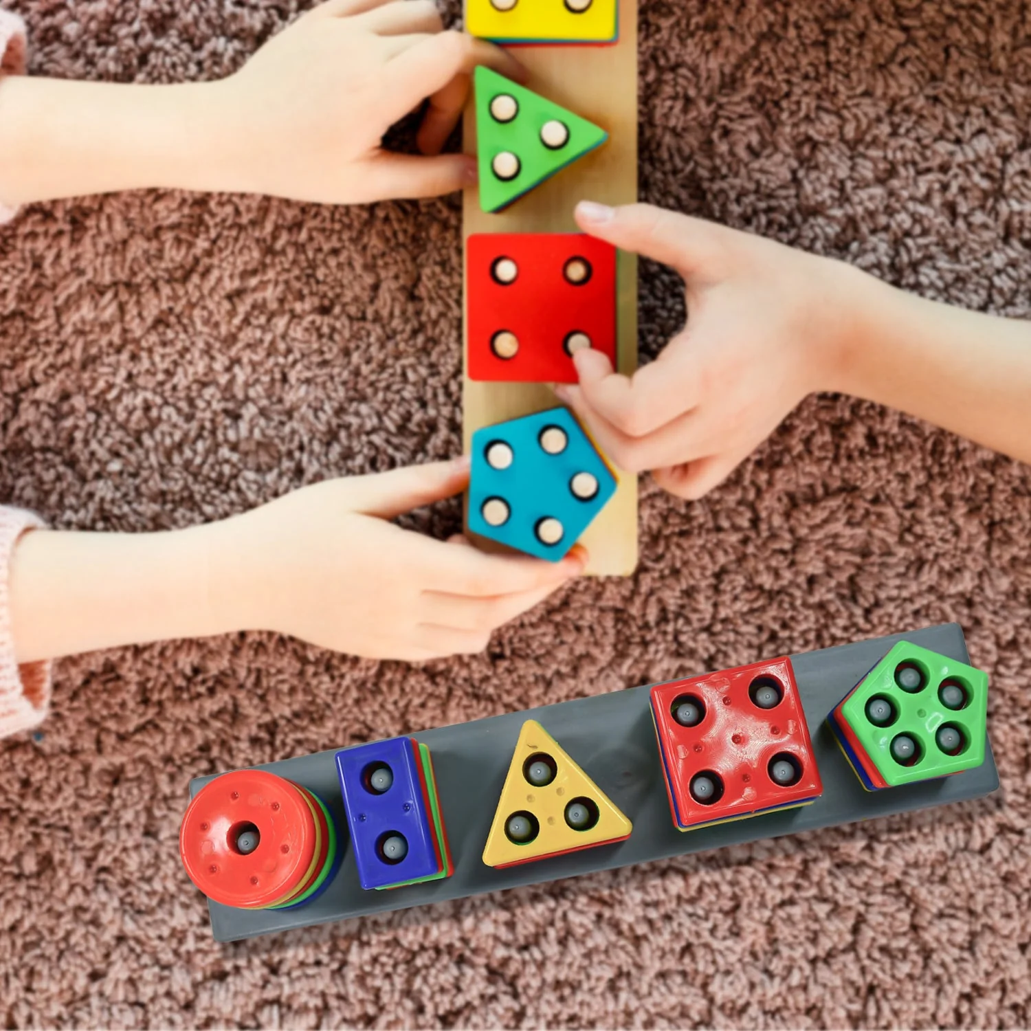 Geometric Brick - 5 Angle Matching Column Blocks for Kids – Preschool Learning Toy - Image 3