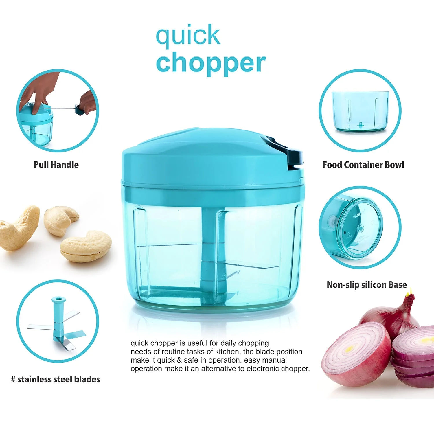 Ganesh Quick Vegetable Chopper  (1 Unit Chopper)(725 Ml) - Image 3