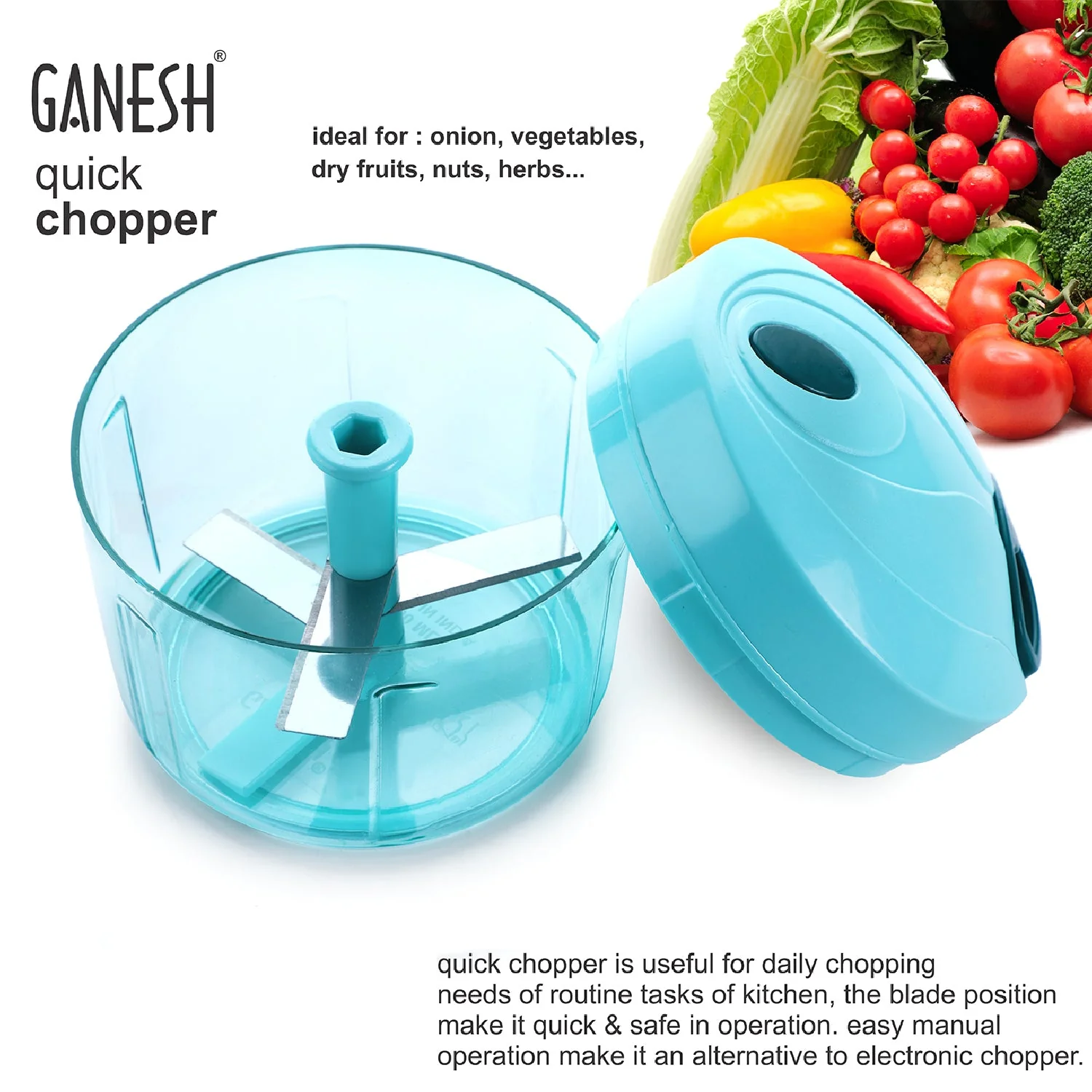 Ganesh Quick Vegetable Chopper  (1 Unit Chopper)(725 Ml) - Image 6