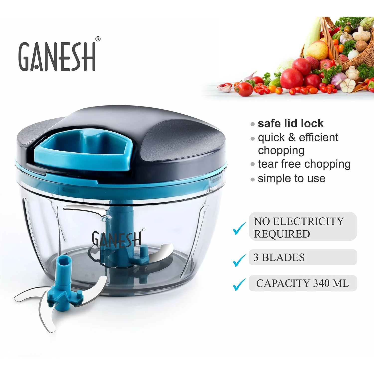 GANESH Wonder Chopper, Grey (470Ml) - Image 11